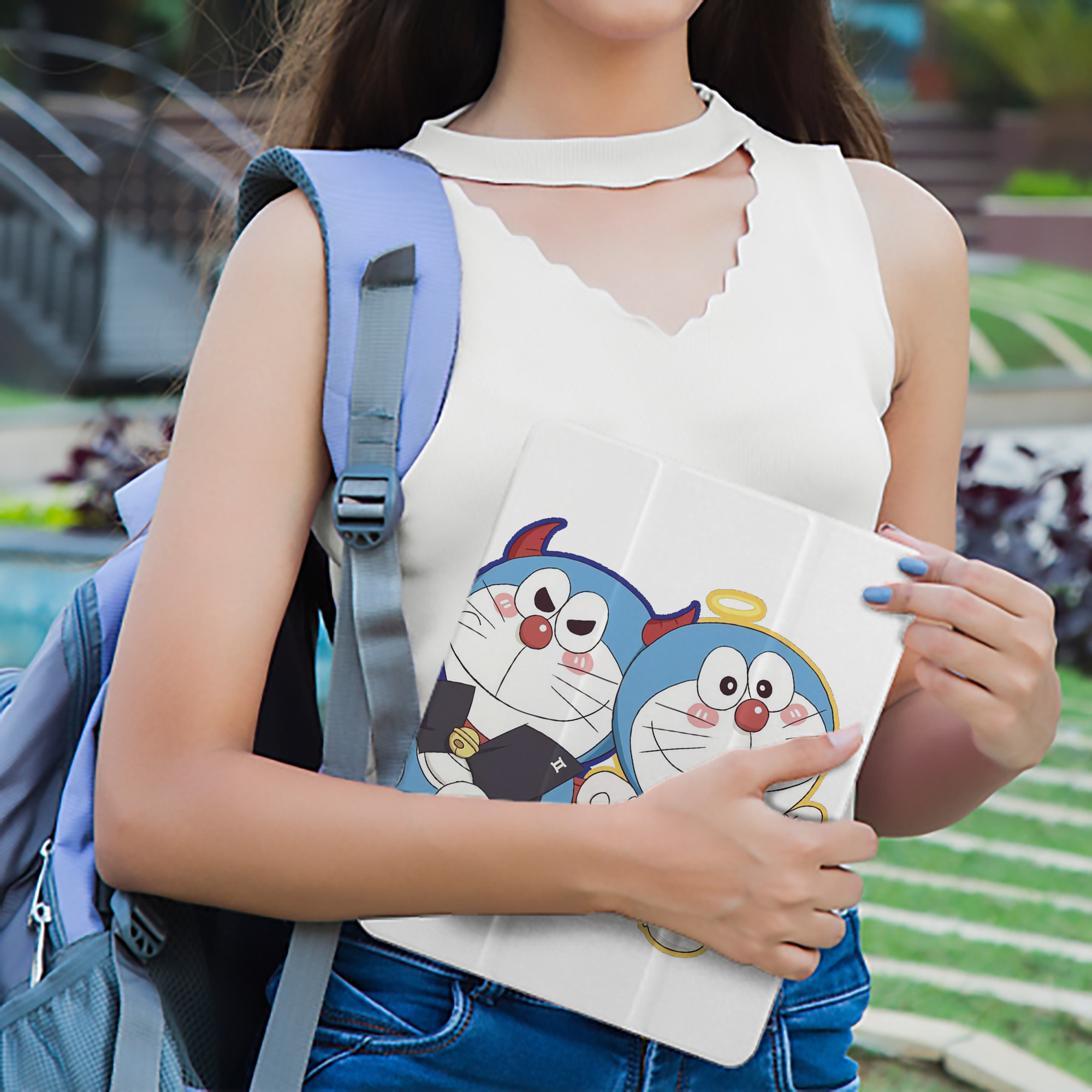ドラえもん Doraemon IPad ケース ペン収納付き 三つ折りスタンド PUレザー×シリコン 対応機種9.5/10.5/10.9インチ