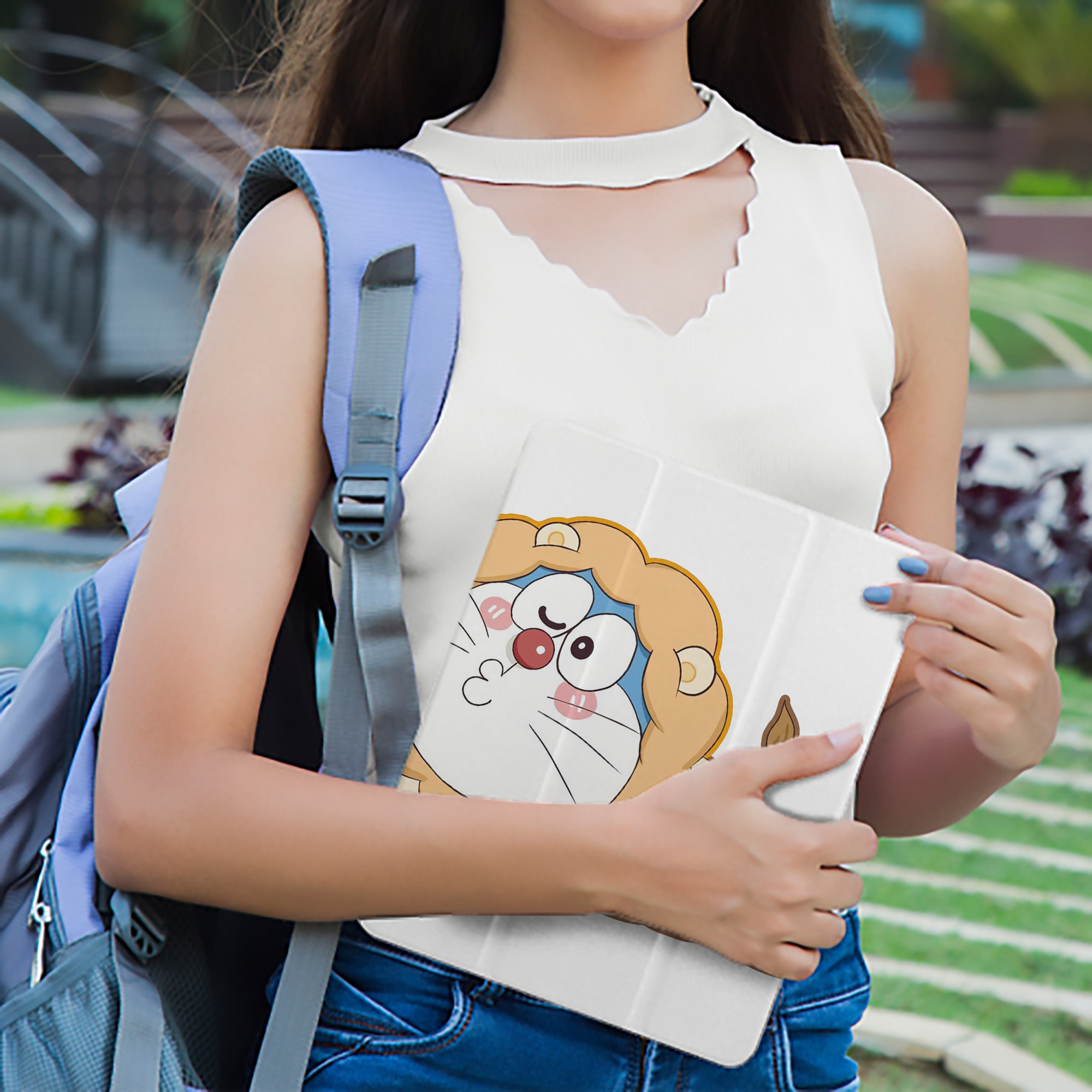 ドラえもん Doraemon IPad ケース ペン収納付き 三つ折りスタンド PUレザー×シリコン 対応機種9.5/10.5/10.9インチ