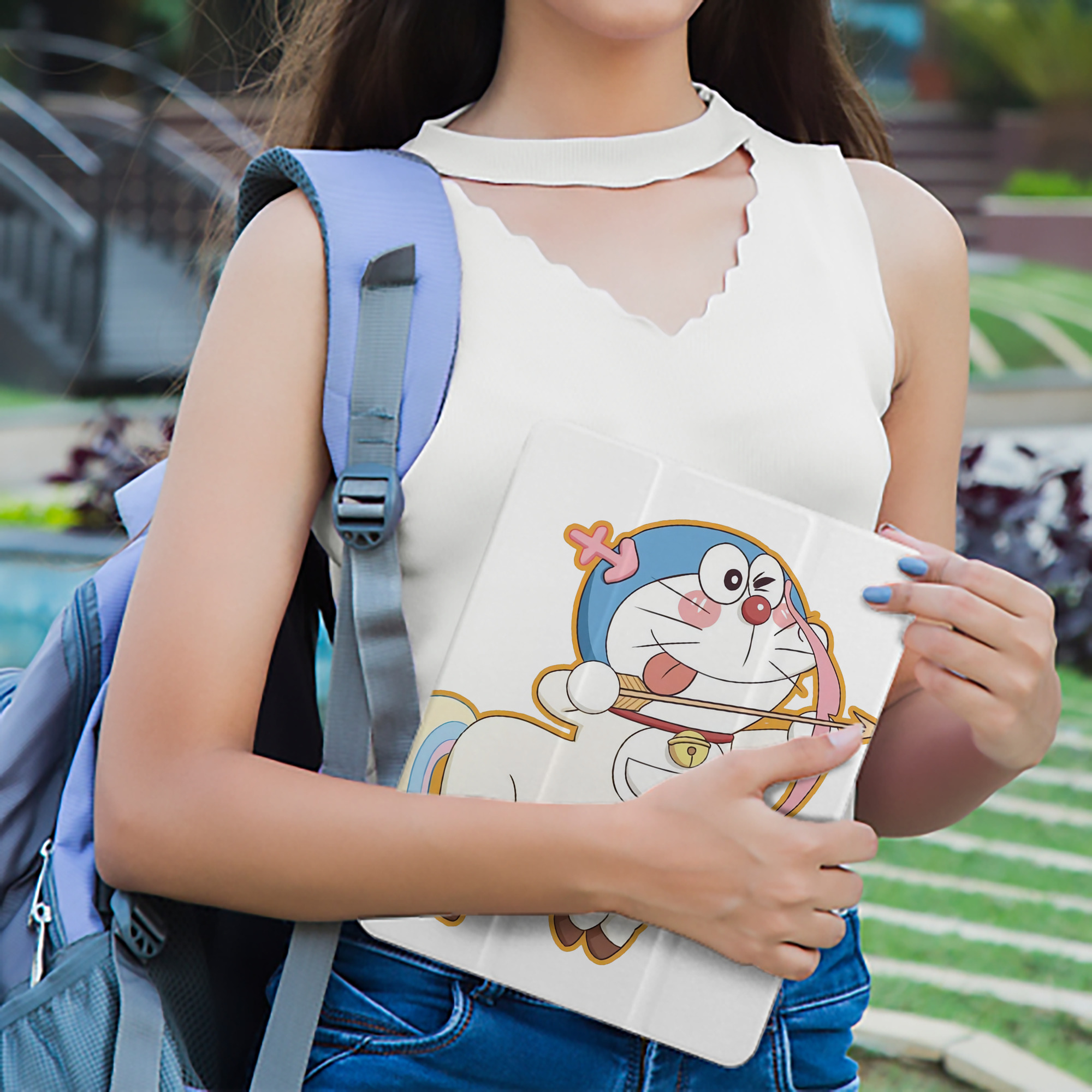 ドラえもん Doraemon IPad ケース ペン収納付き 三つ折りスタンド PUレザー×シリコン 対応機種9.5/10.5/10.9インチ
