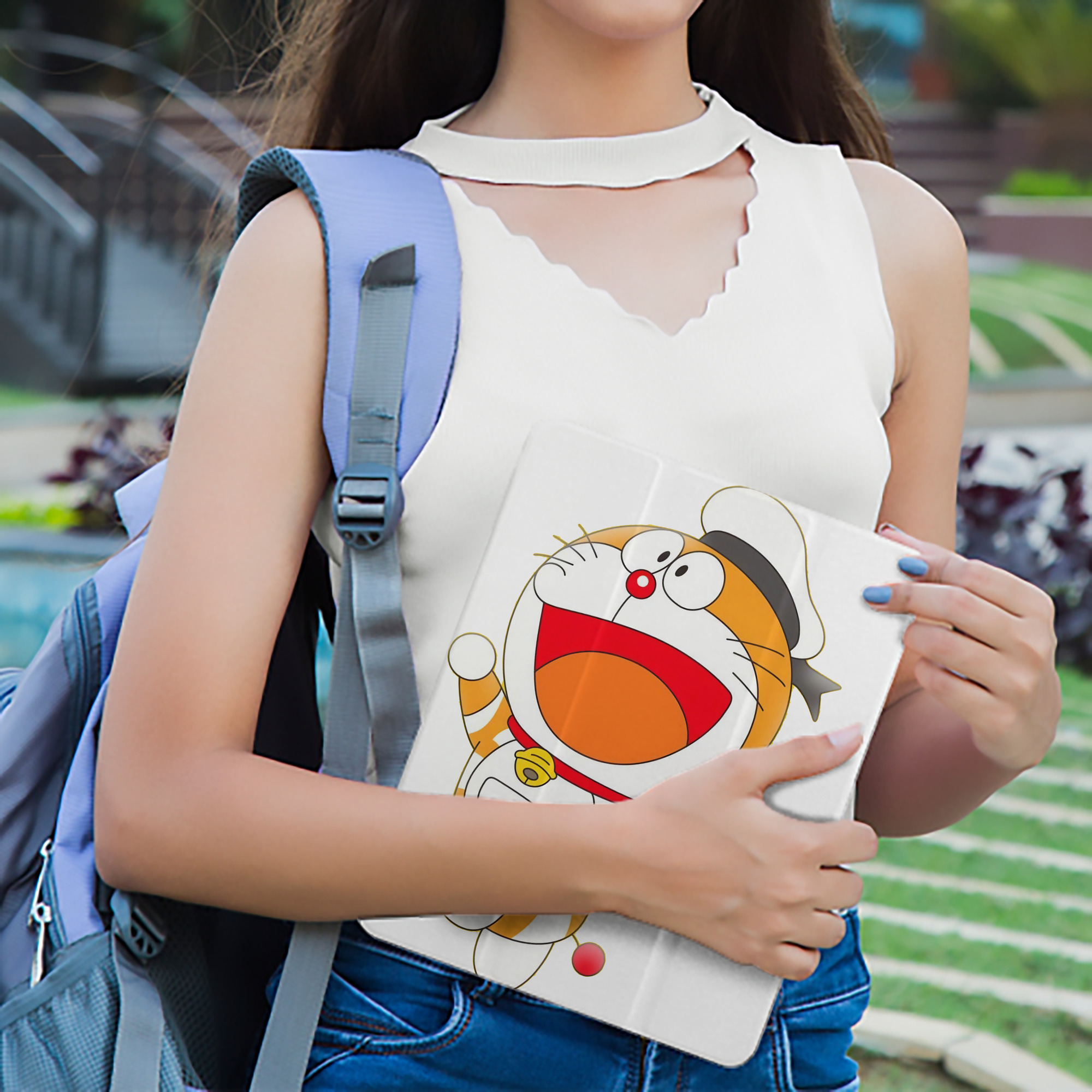 ドラえもん Doraemon IPad ケース ペン収納付き 三つ折りスタンド PUレザー×シリコン 対応機種9.5/10.5/10.9インチ
