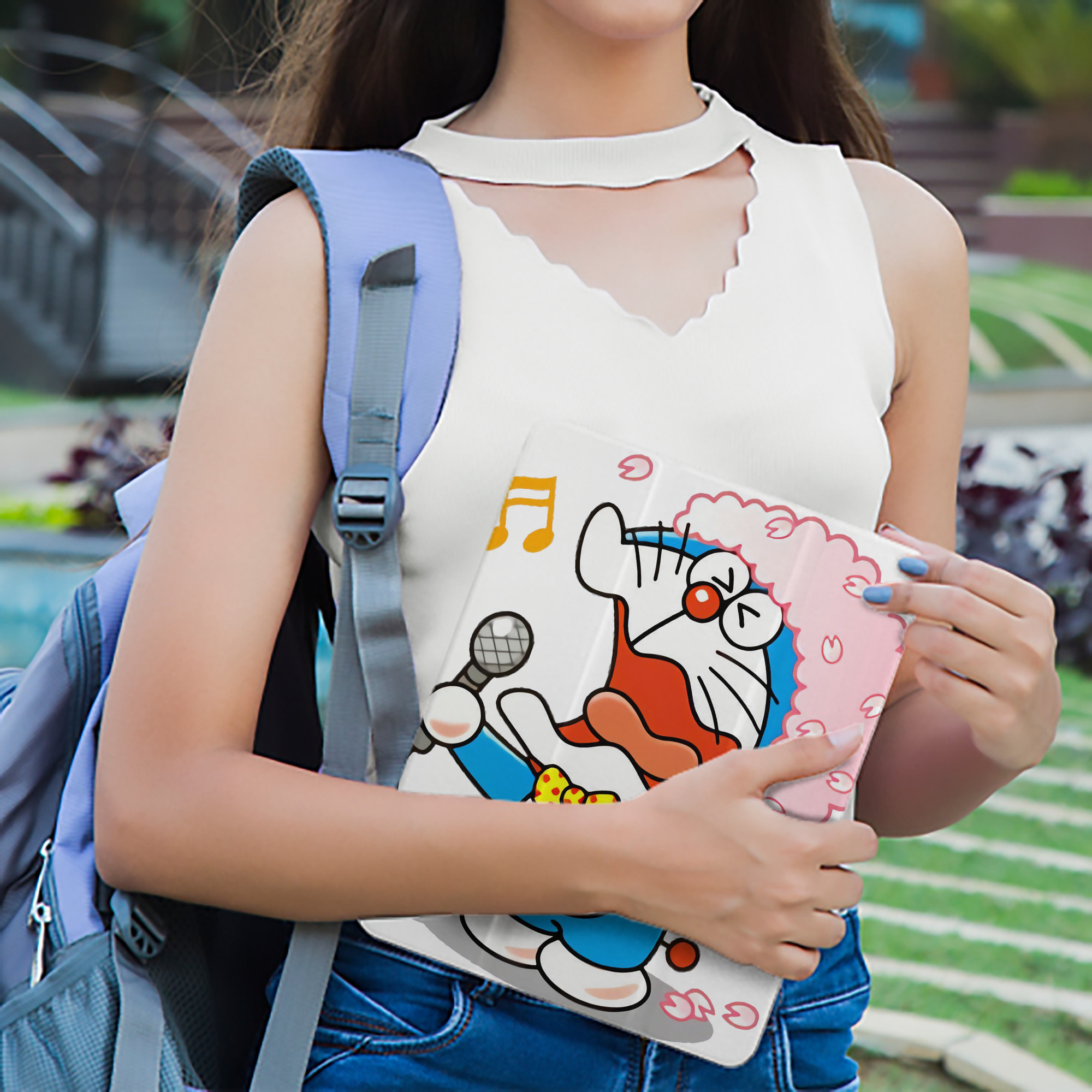 ドラえもん Doraemon IPad ケース ペン収納付き 三つ折りスタンド PUレザー×シリコン 対応機種9.5/10.5/10.9インチ