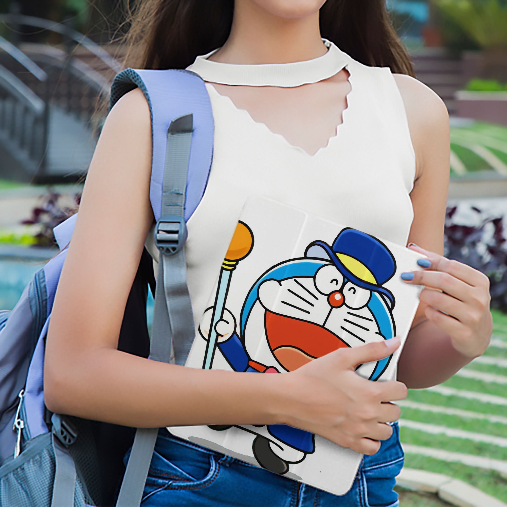 ドラえもん Doraemon IPad ケース ペン収納付き 三つ折りスタンド PUレザー×シリコン 対応機種9.5/10.5/10.9インチ