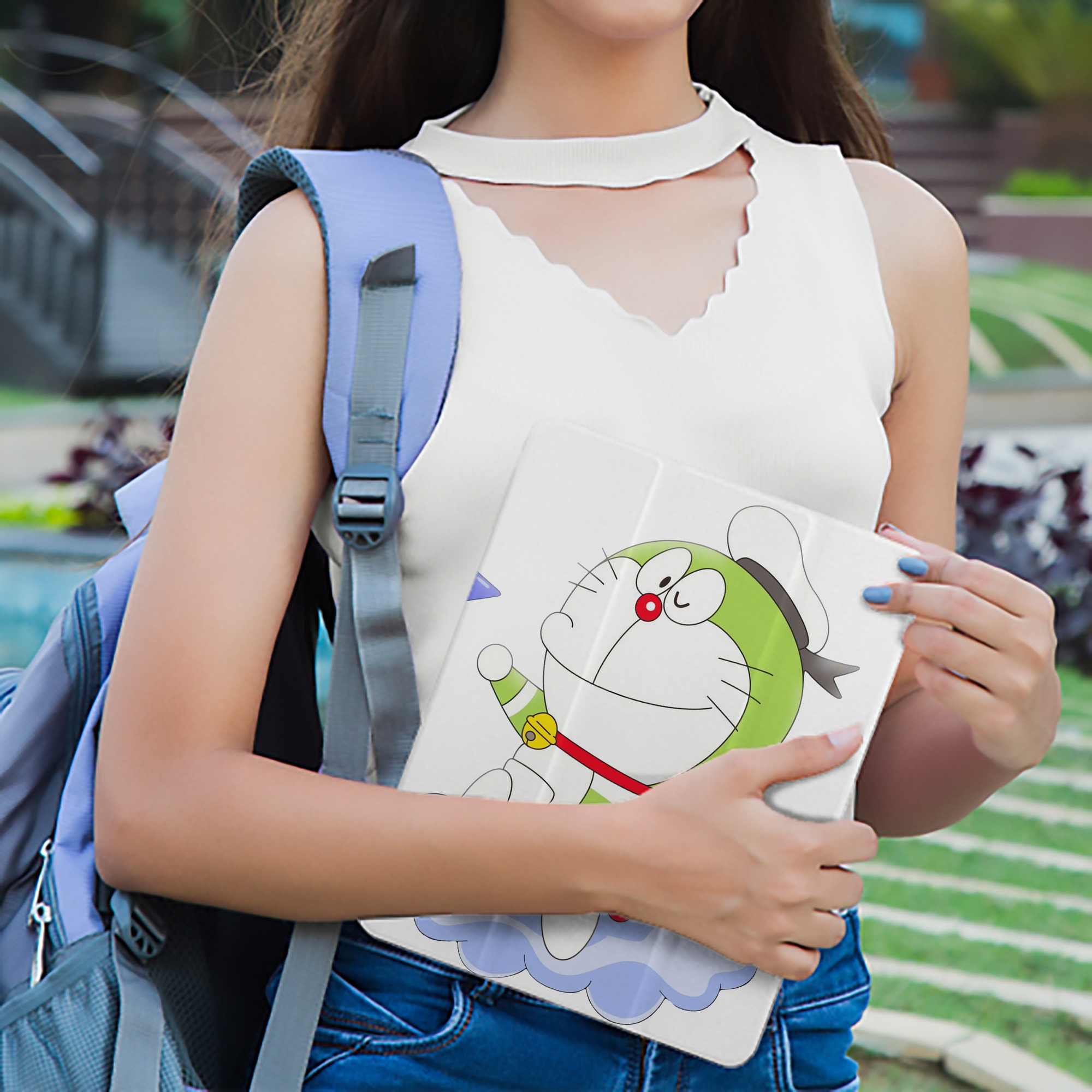 ドラえもん Doraemon IPad ケース ペン収納付き 三つ折りスタンド PUレザー×シリコン 対応機種9.5/10.5/10.9インチ