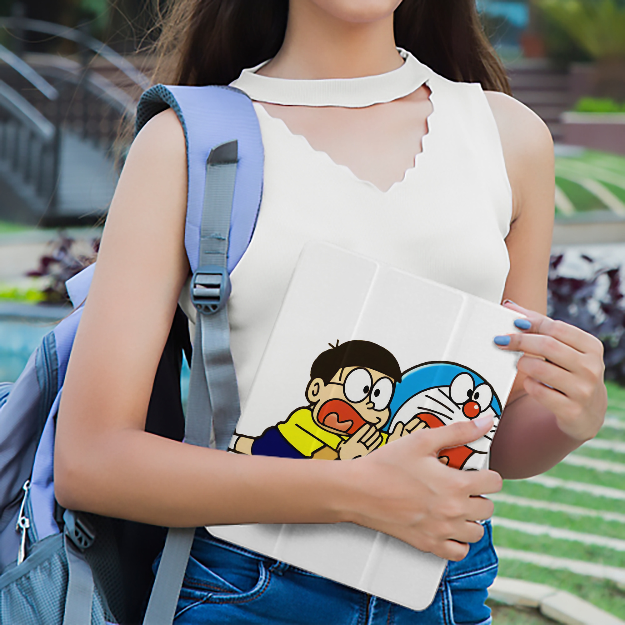 ドラえもん Doraemon IPad ケース ペン収納付き 三つ折りスタンド PUレザー×シリコン 対応機種9.5/10.5/10.9インチ