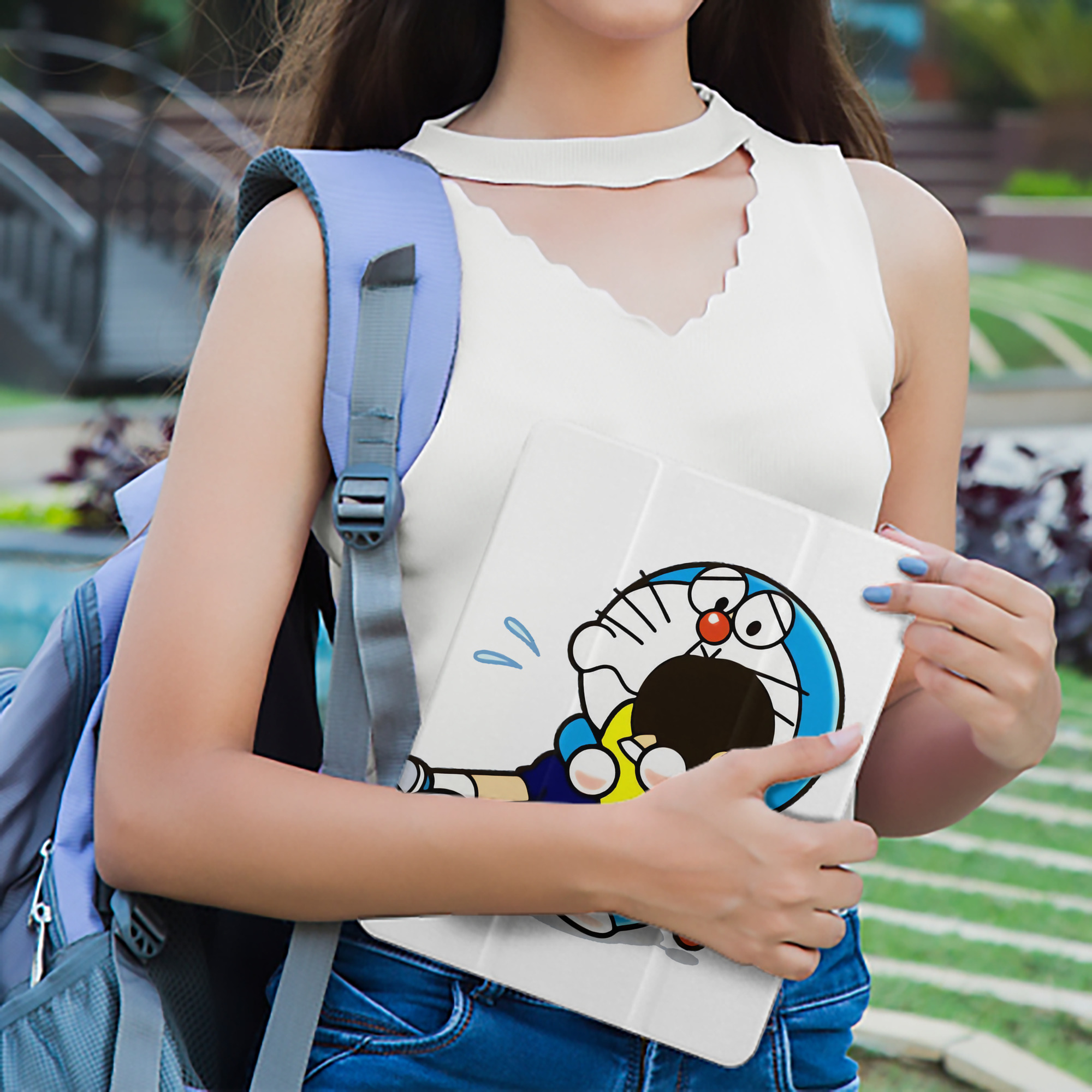 ドラえもん Doraemon IPad ケース ペン収納付き 三つ折りスタンド PUレザー×シリコン 対応機種9.5/10.5/10.9インチ