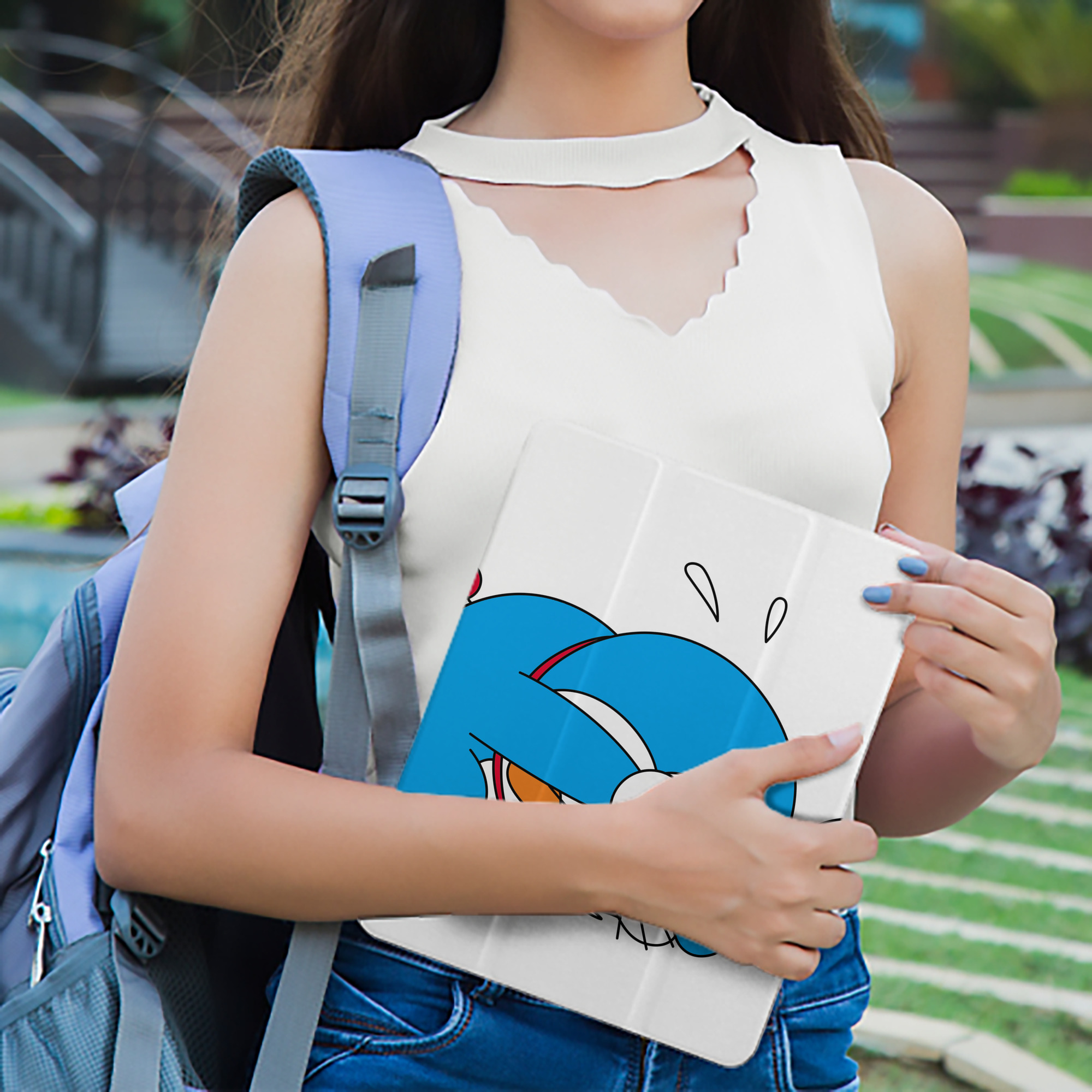 ドラえもん Doraemon IPad ケース ペン収納付き 三つ折りスタンド PUレザー×シリコン 対応機種9.5/10.5/10.9インチ