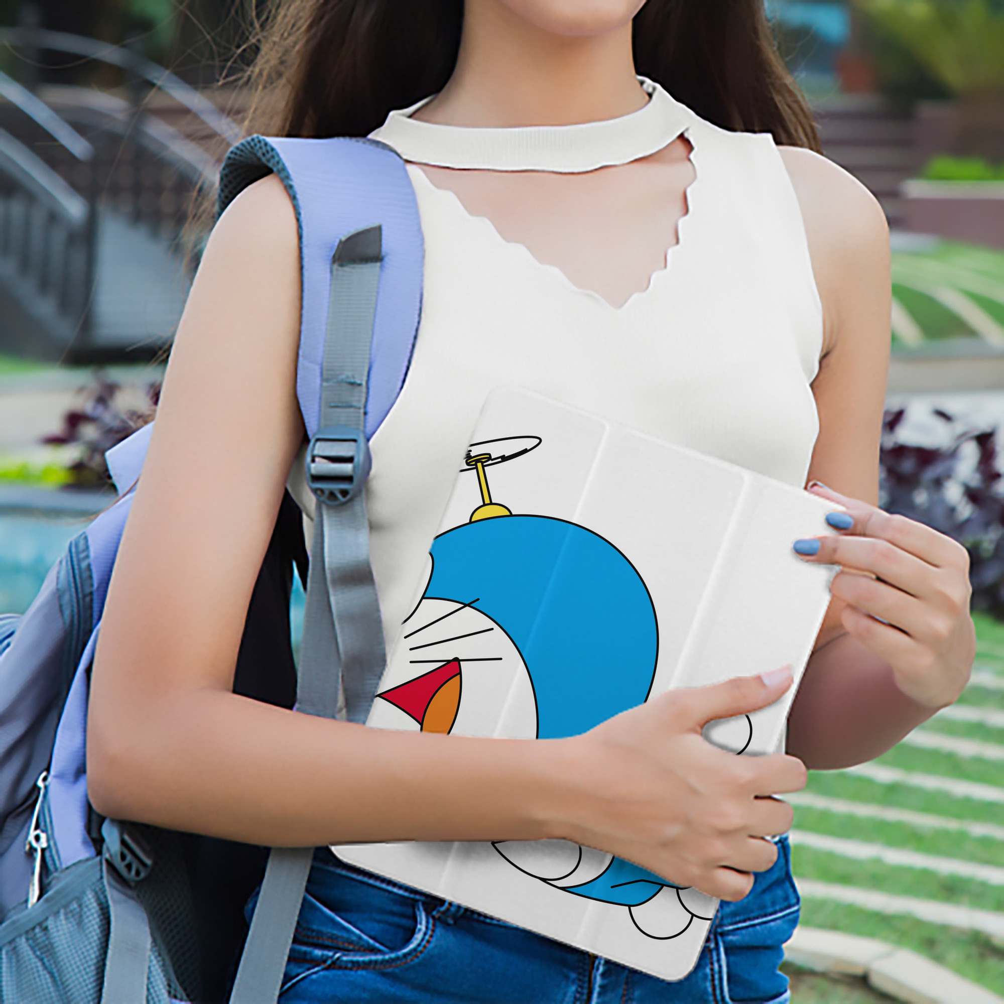 ドラえもん Doraemon IPad ケース ペン収納付き 三つ折りスタンド PUレザー×シリコン 対応機種9.5/10.5/10.9インチ