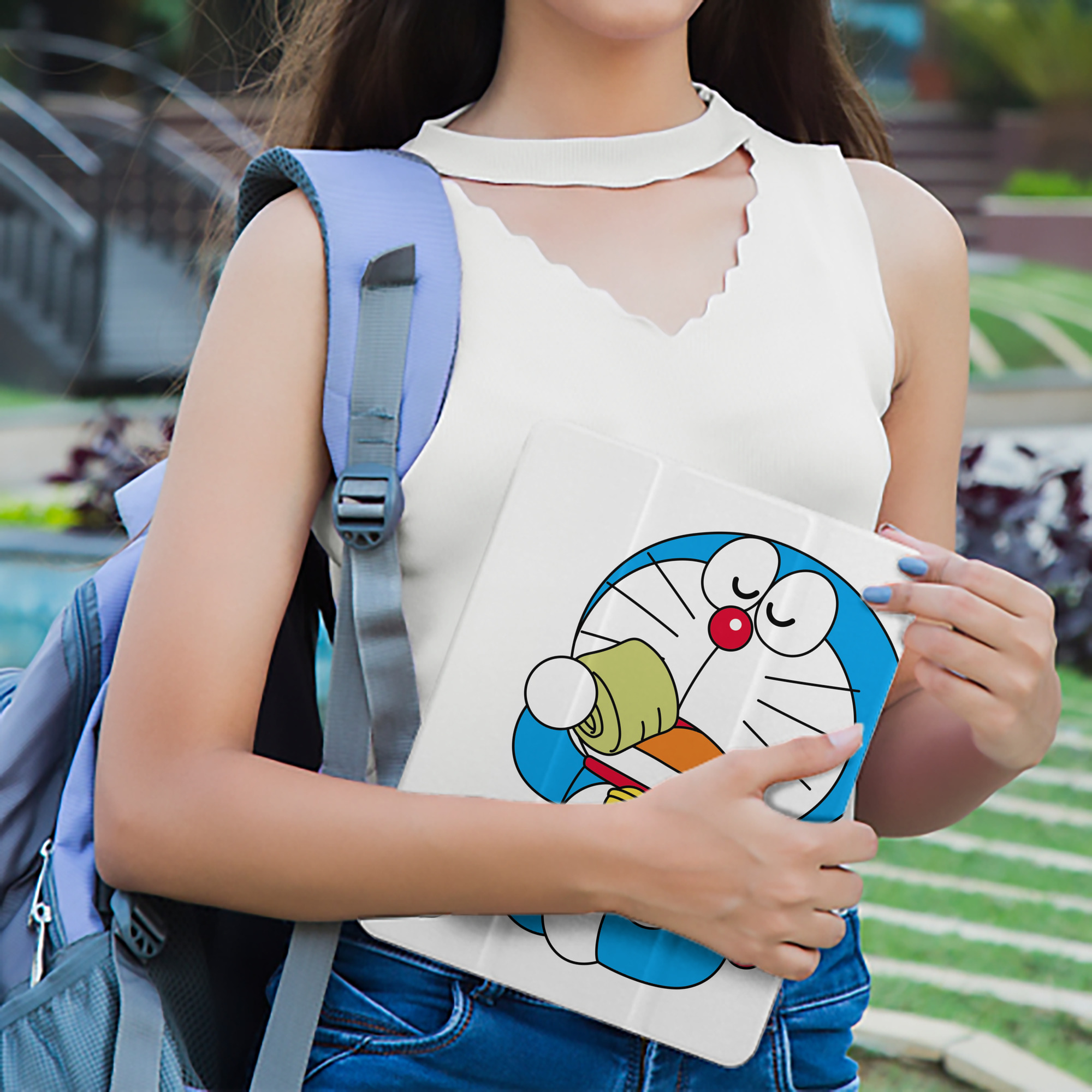 ドラえもん Doraemon IPad ケース ペン収納付き 三つ折りスタンド PUレザー×シリコン 対応機種9.5/10.5/10.9インチ