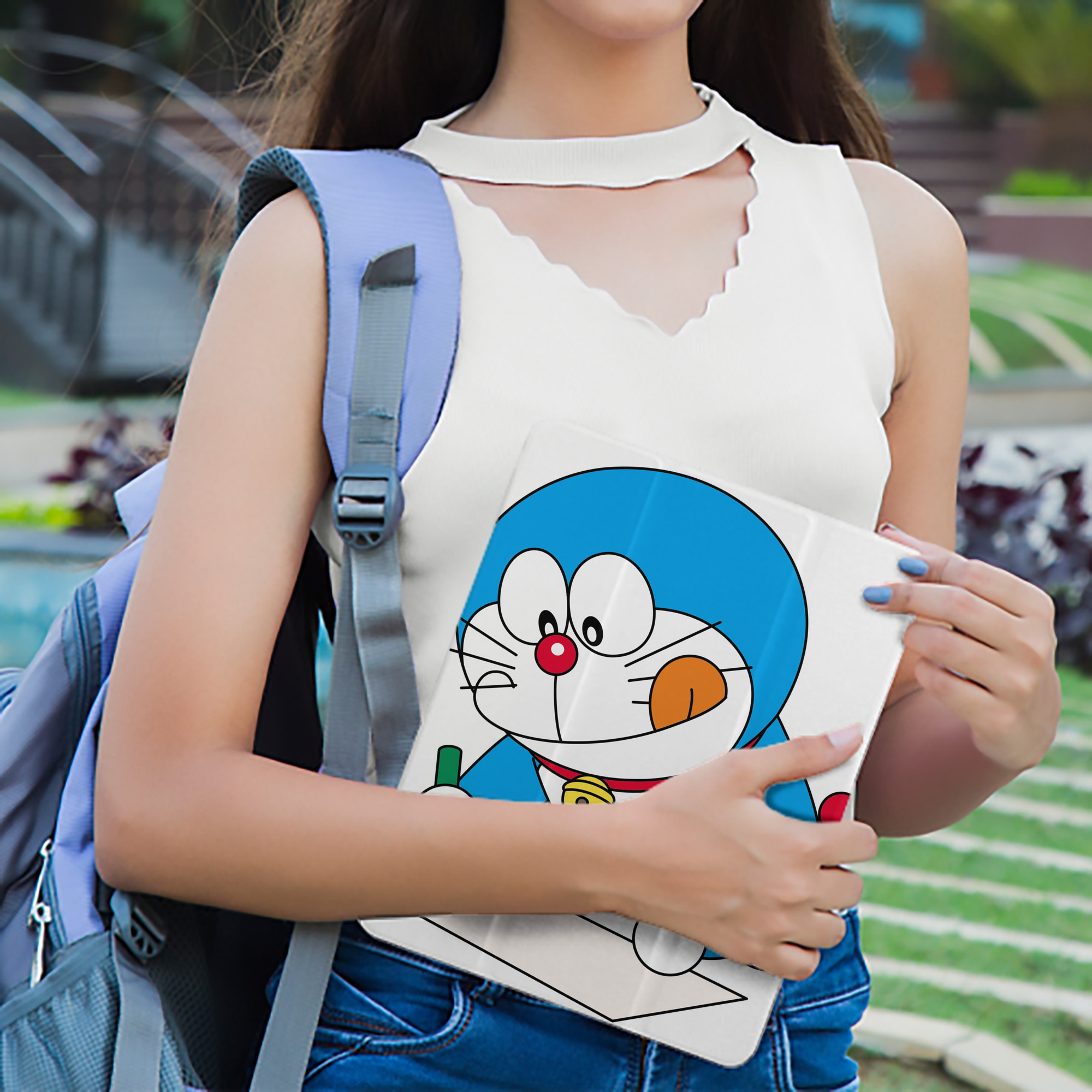 ドラえもん Doraemon IPad ケース ペン収納付き 三つ折りスタンド PUレザー×シリコン 対応機種9.5/10.5/10.9インチ