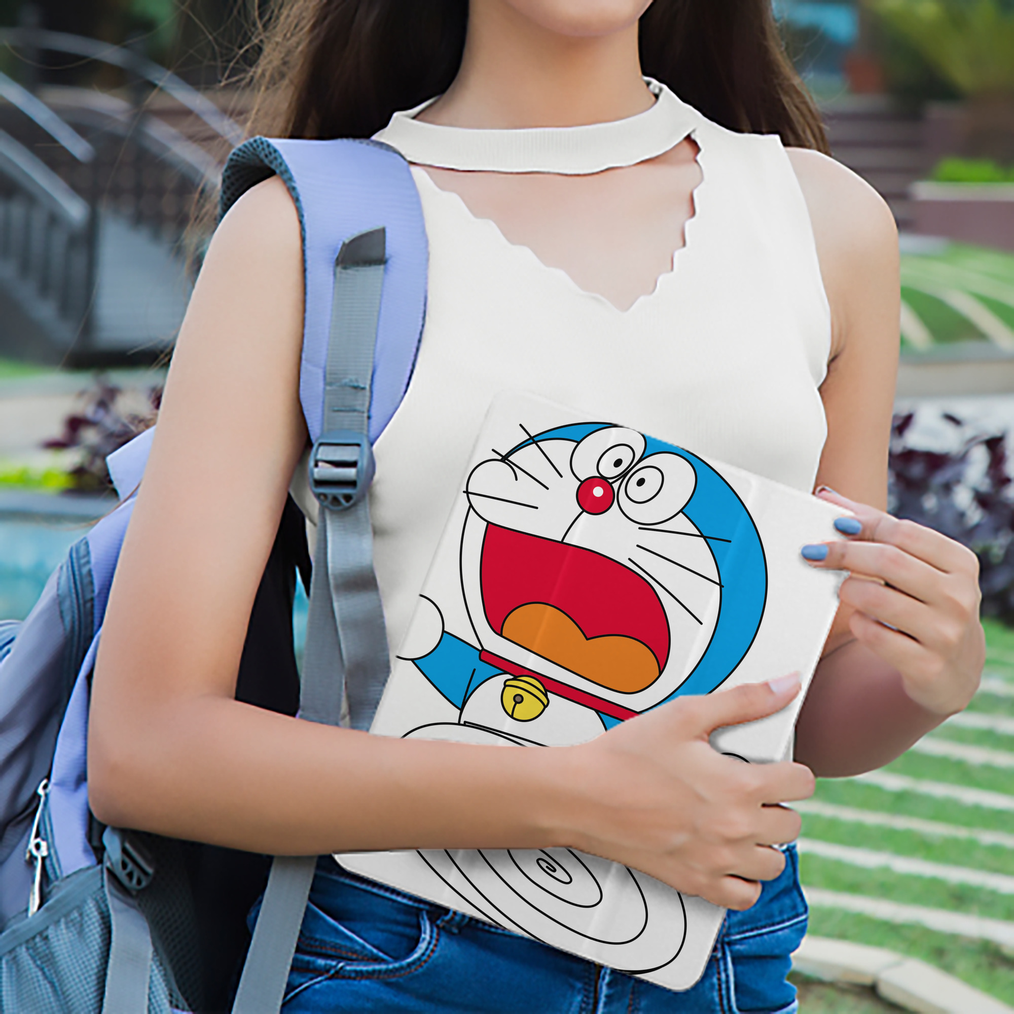 ドラえもん Doraemon IPad ケース ペン収納付き 三つ折りスタンド PUレザー×シリコン 対応機種9.5/10.5/10.9インチ