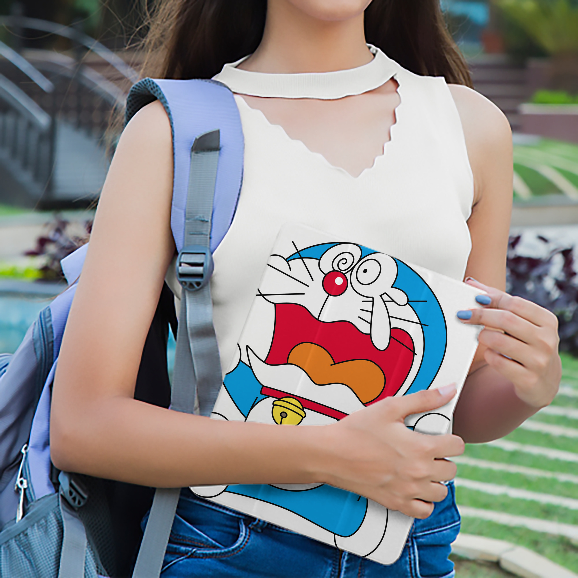 ドラえもん Doraemon IPad ケース ペン収納付き 三つ折りスタンド PUレザー×シリコン 対応機種9.5/10.5/10.9インチ