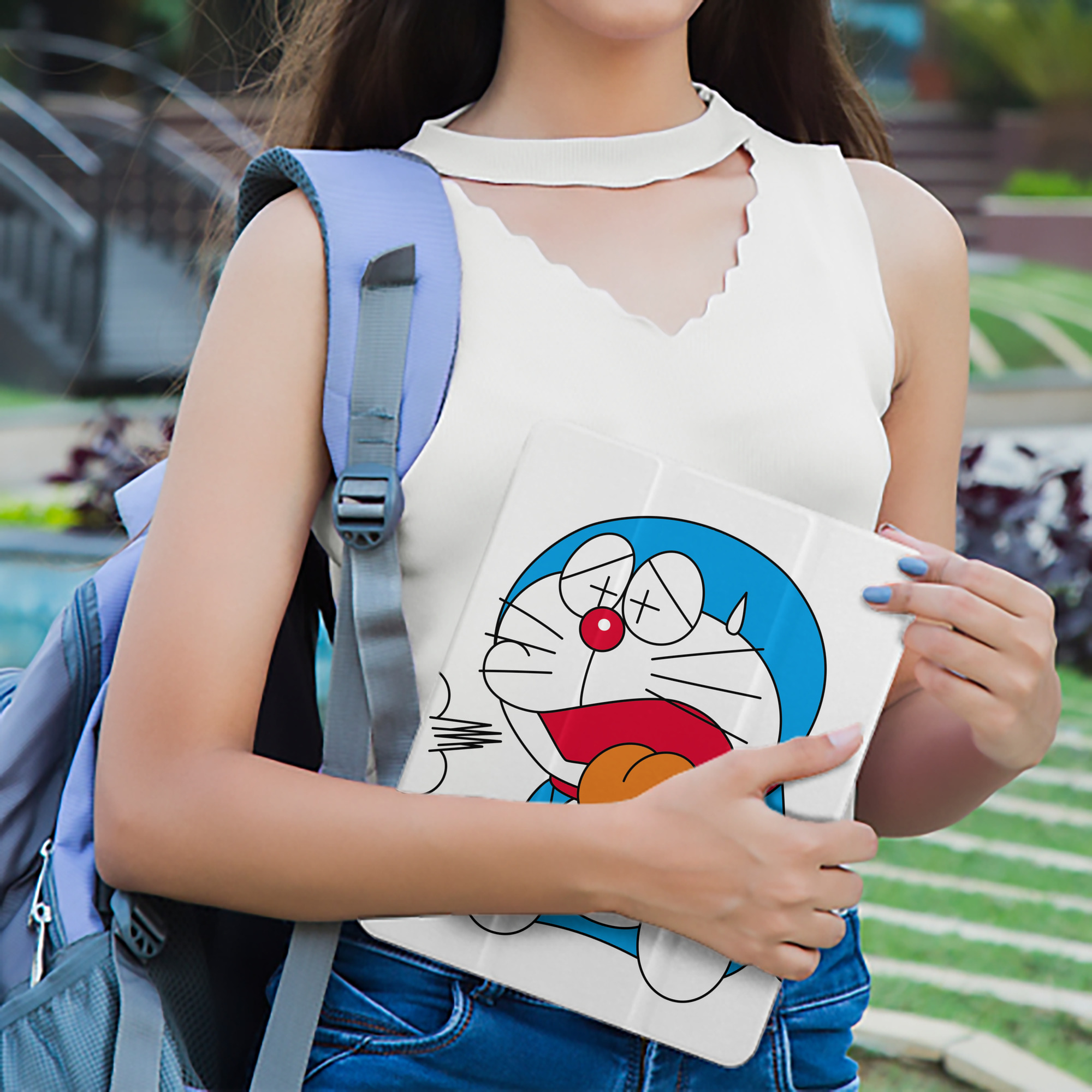 ドラえもん Doraemon IPad ケース ペン収納付き 三つ折りスタンド PUレザー×シリコン 対応機種9.5/10.5/10.9インチ