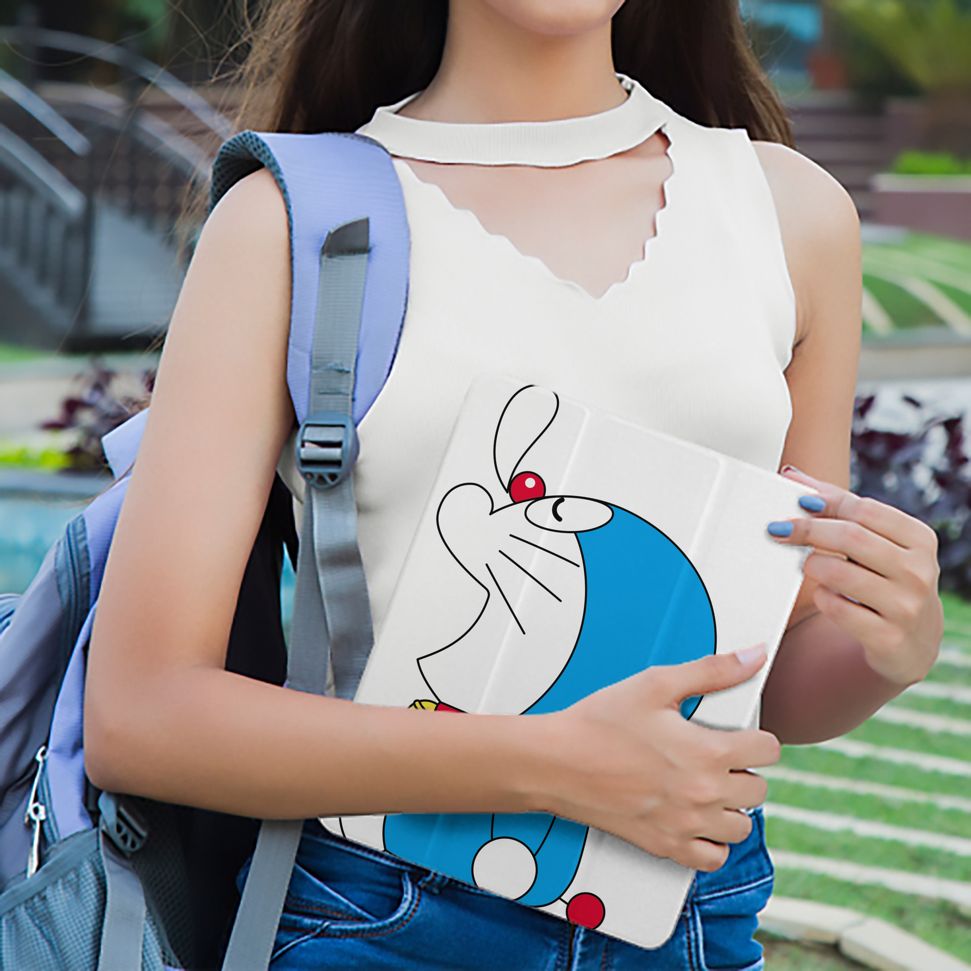 ドラえもん Doraemon IPad ケース ペン収納付き 三つ折りスタンド PUレザー×シリコン 対応機種9.5/10.5/10.9インチ