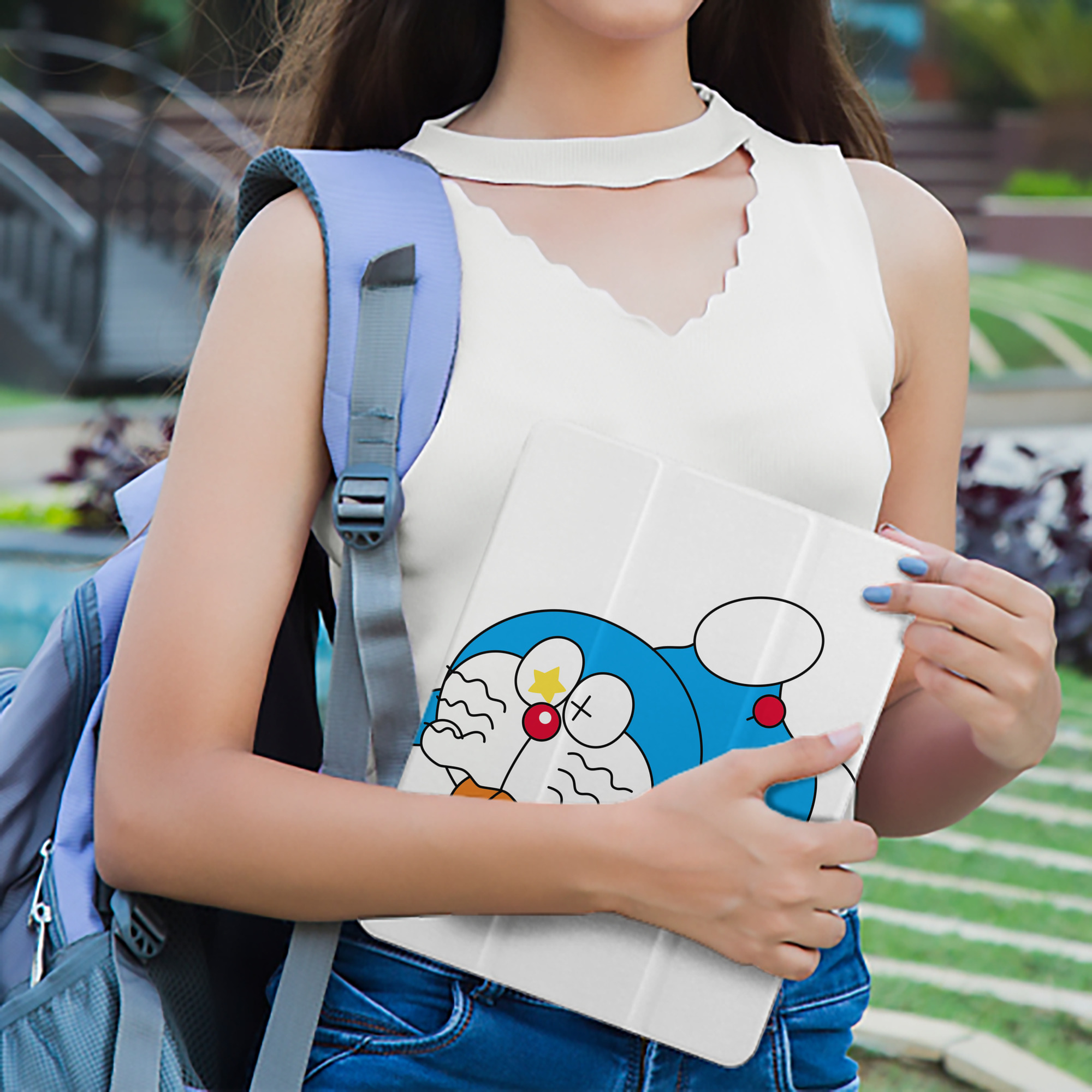 ドラえもん Doraemon IPad ケース ペン収納付き 三つ折りスタンド PUレザー×シリコン 対応機種9.5/10.5/10.9インチ