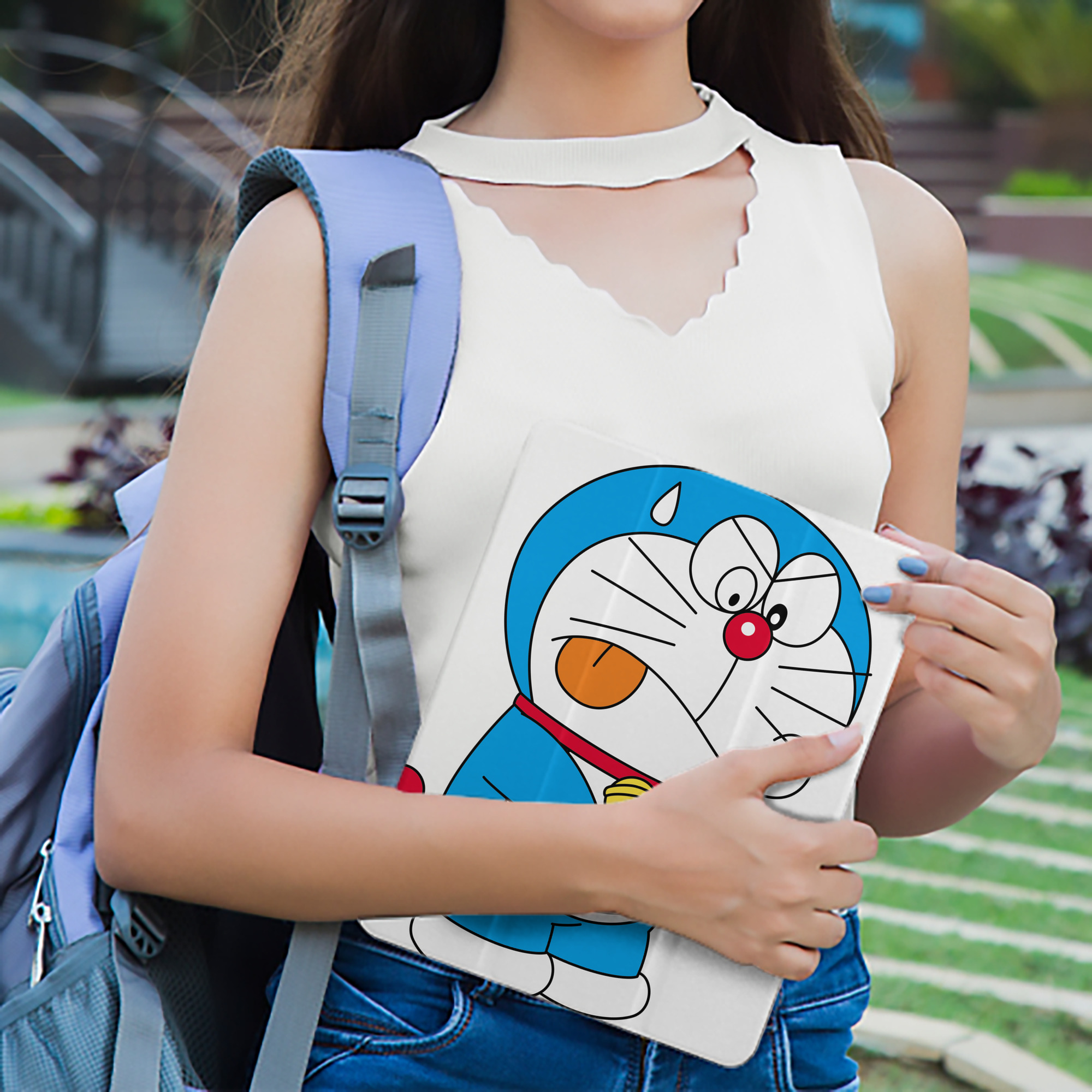 ドラえもん Doraemon IPad ケース ペン収納付き 三つ折りスタンド PUレザー×シリコン 対応機種9.5/10.5/10.9インチ