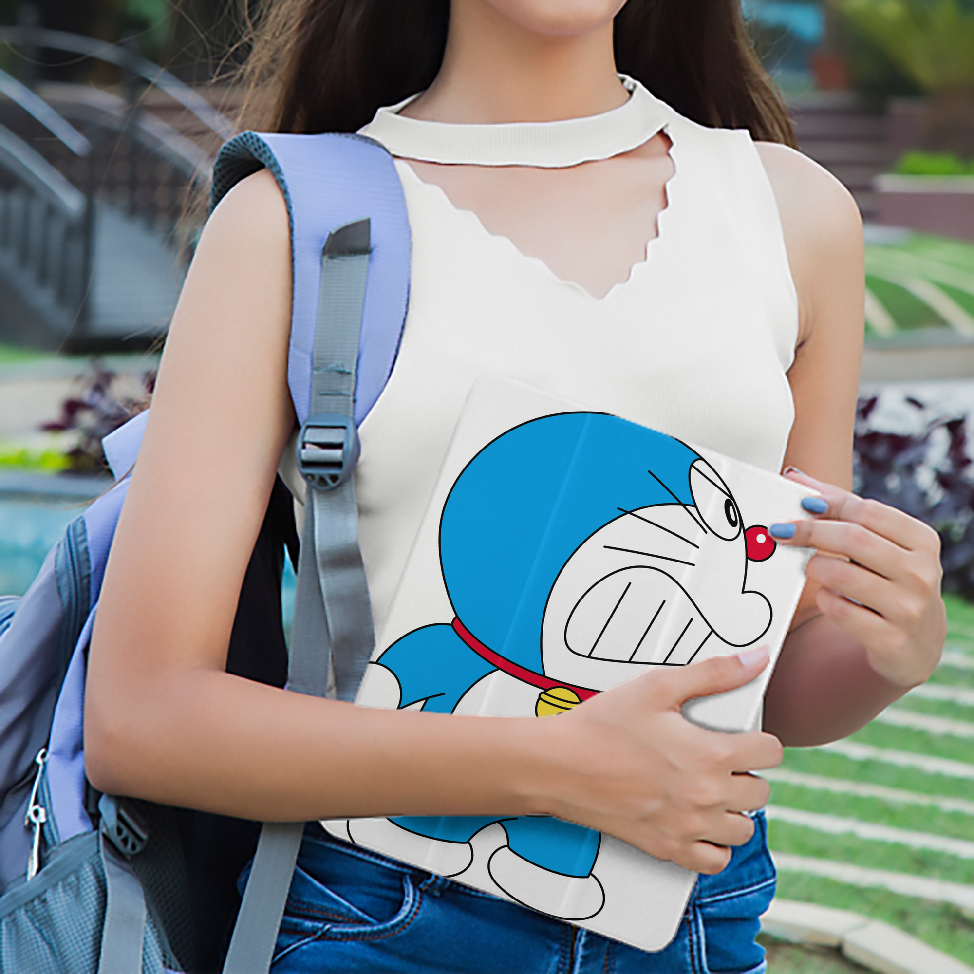 ドラえもん Doraemon IPad ケース ペン収納付き 三つ折りスタンド PUレザー×シリコン 対応機種9.5/10.5/10.9インチ