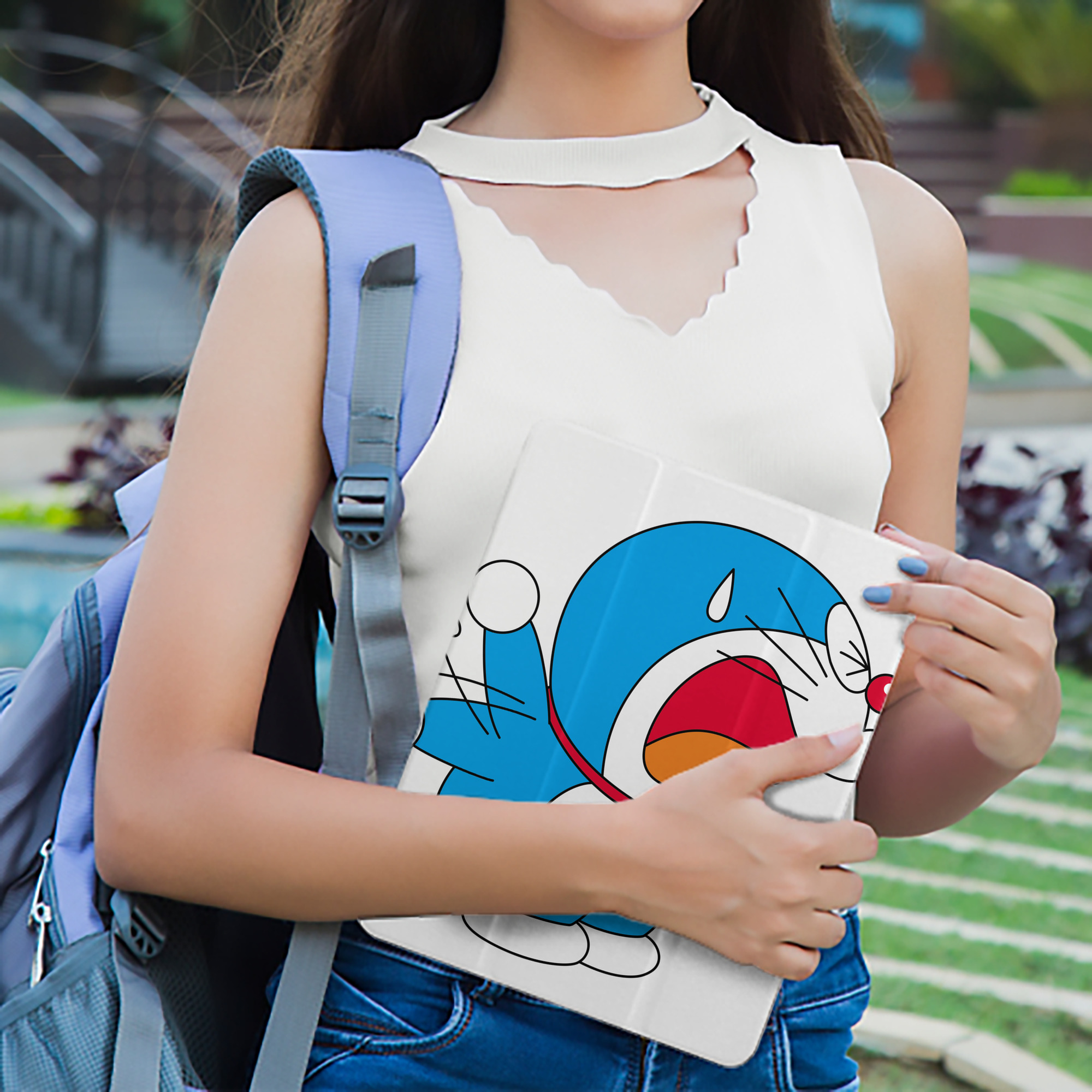 ドラえもん Doraemon IPad ケース ペン収納付き 三つ折りスタンド PUレザー×シリコン 対応機種9.5/10.5/10.9インチ