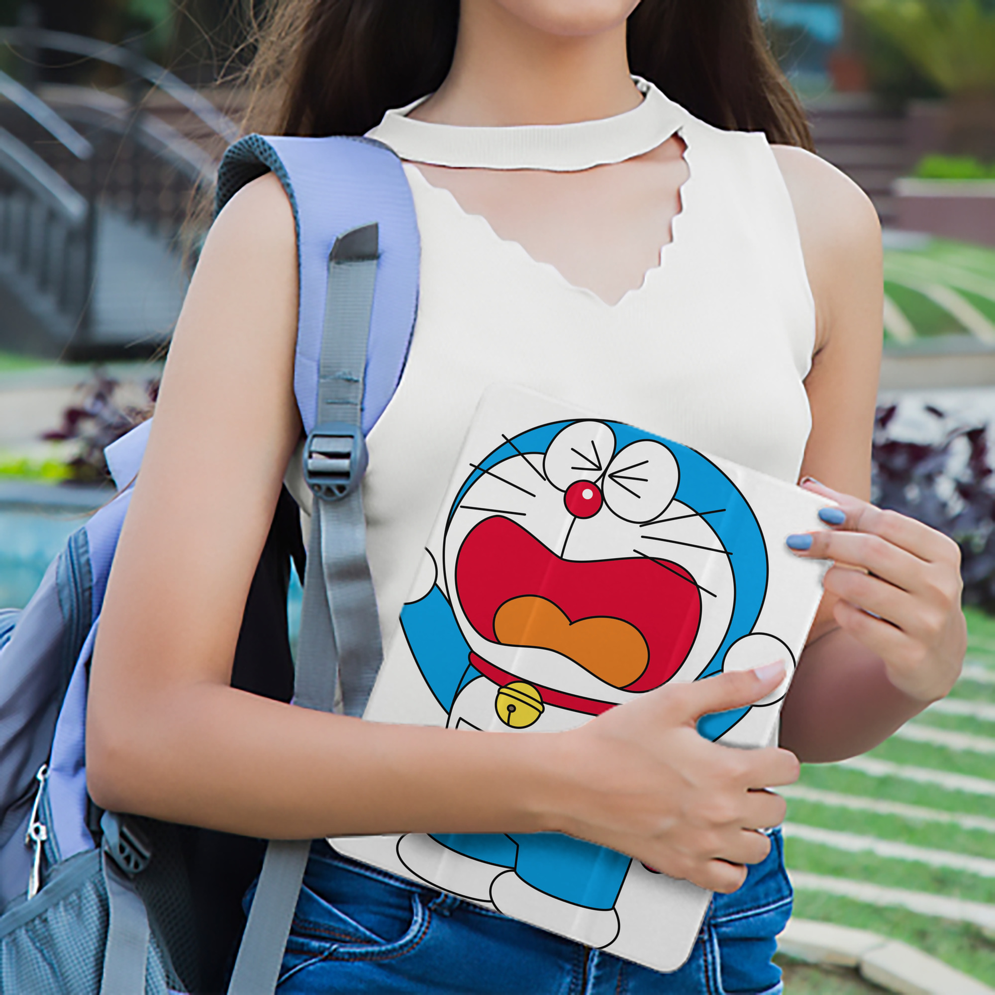 ドラえもん Doraemon IPad ケース ペン収納付き 三つ折りスタンド PUレザー×シリコン 対応機種9.5/10.5/10.9インチ