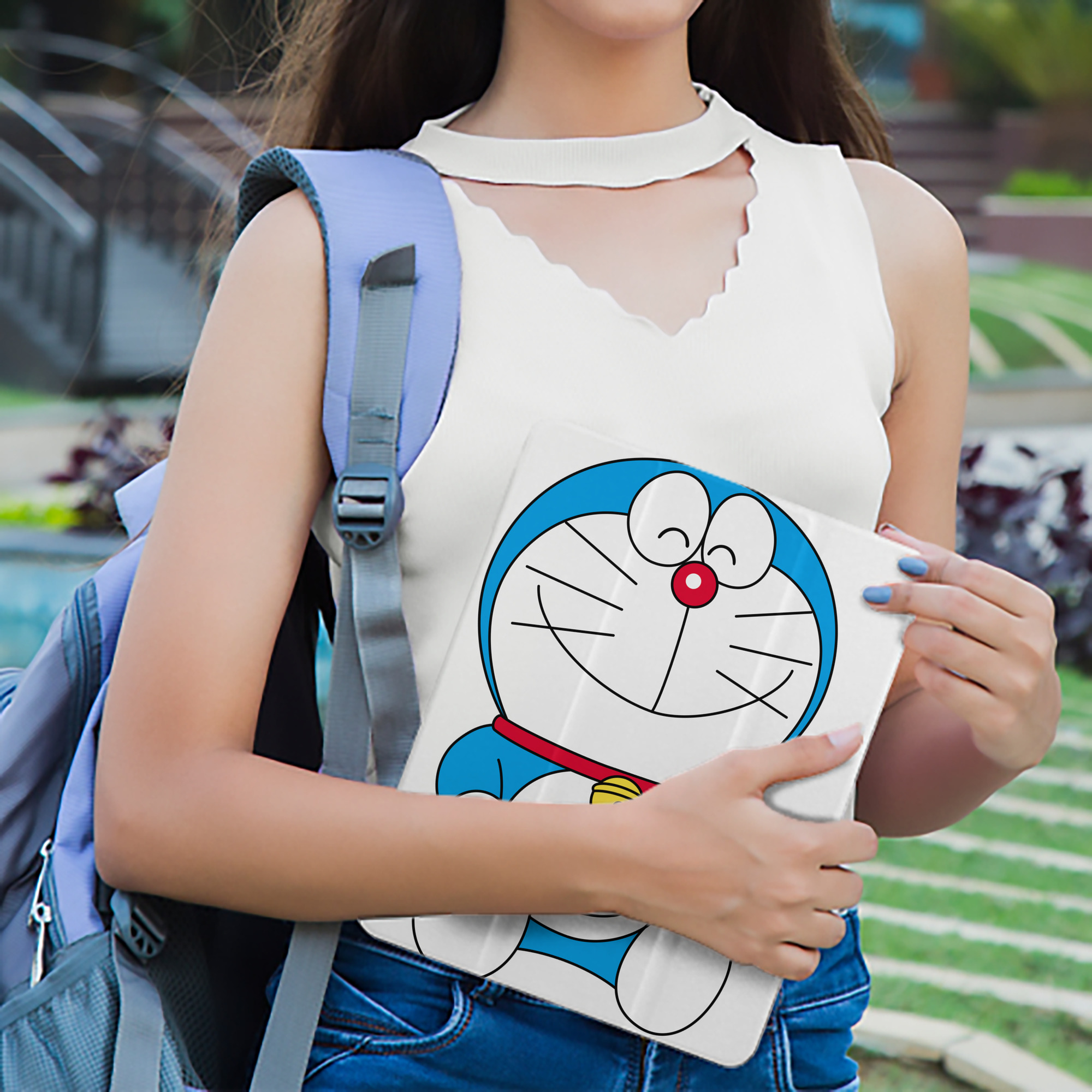 ドラえもん Doraemon IPad ケース ペン収納付き 三つ折りスタンド PUレザー×シリコン 対応機種9.5/10.5/10.9インチ