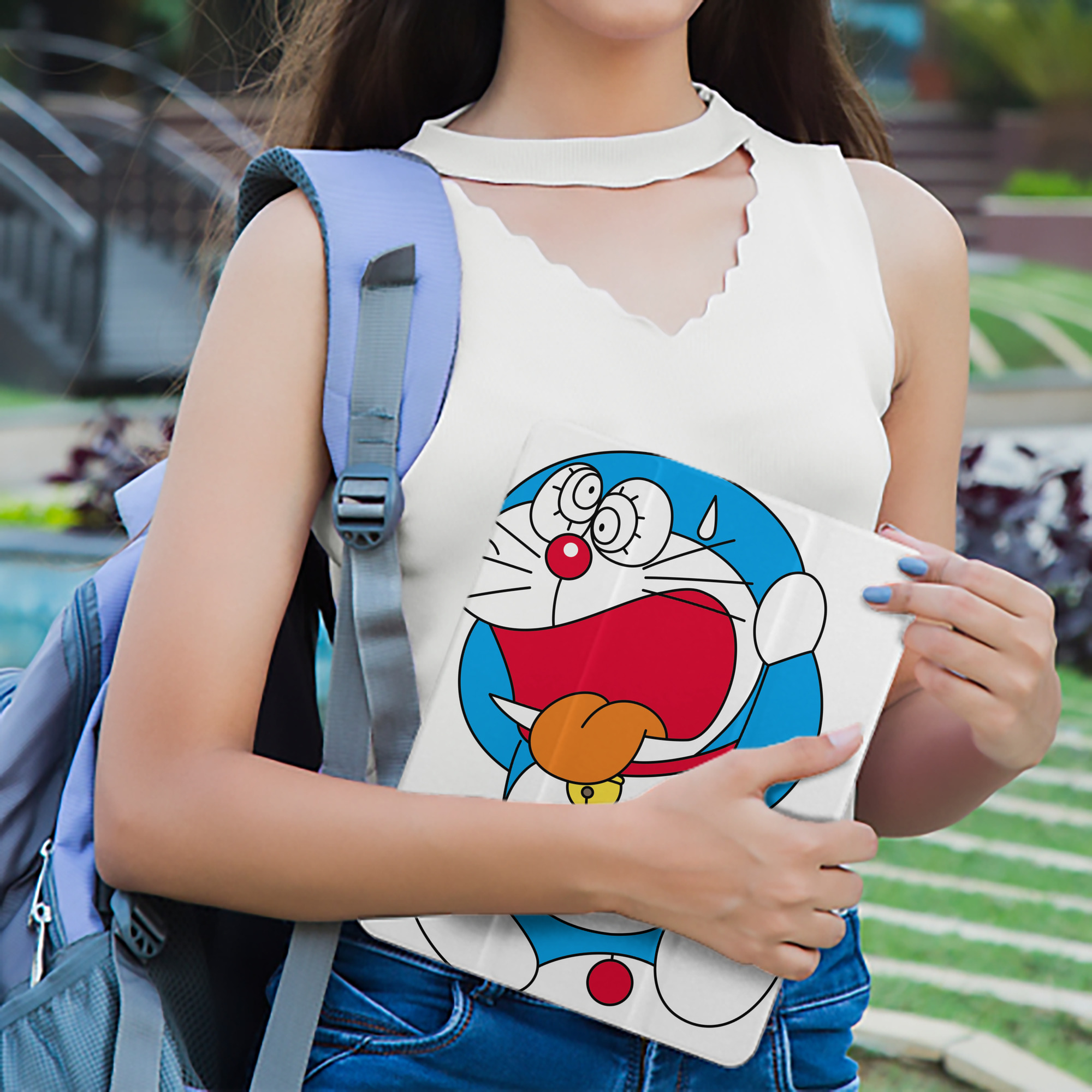 ドラえもん Doraemon IPad ケース ペン収納付き 三つ折りスタンド PUレザー×シリコン 対応機種9.5/10.5/10.9インチ