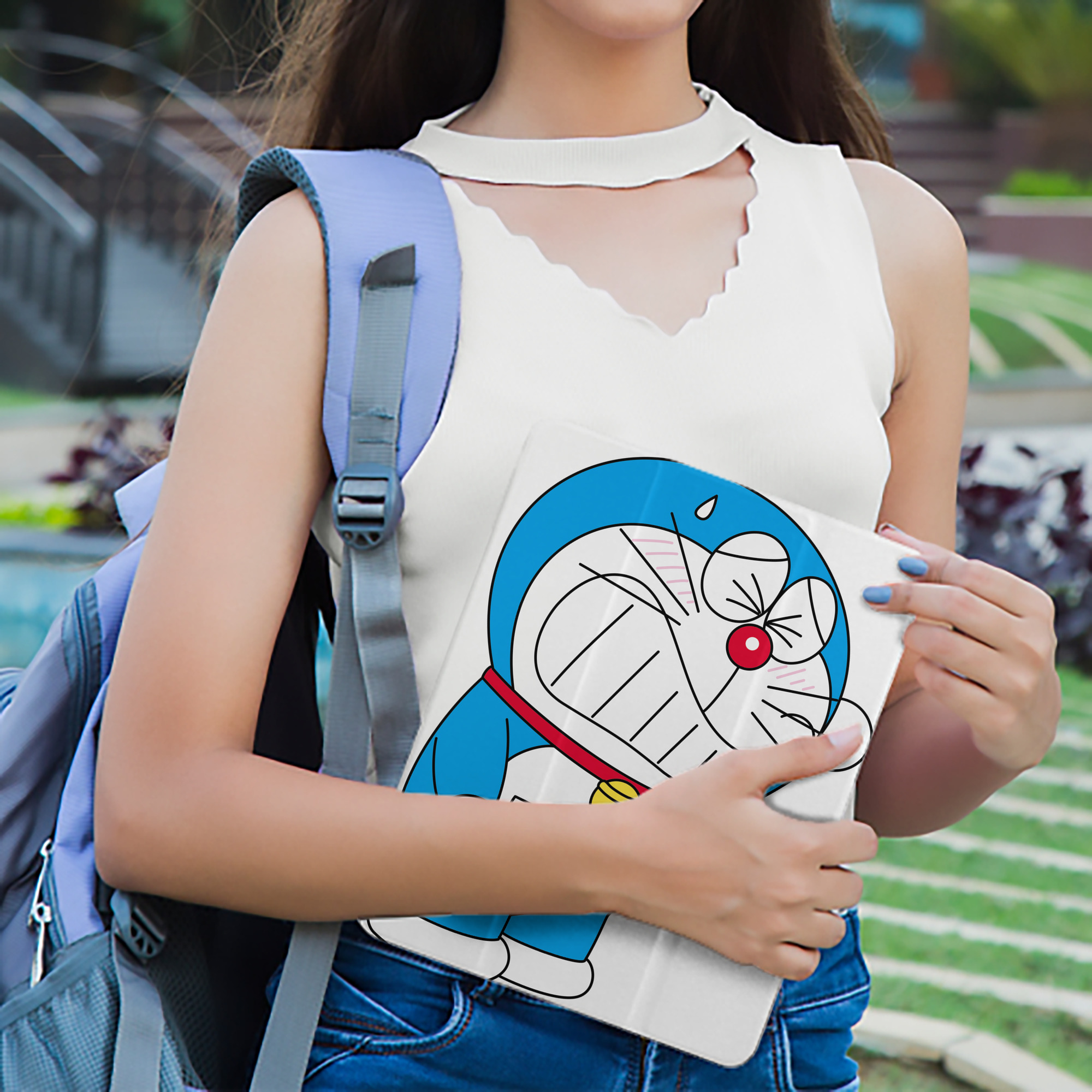 ドラえもん Doraemon IPad ケース ペン収納付き 三つ折りスタンド PUレザー×シリコン 対応機種9.5/10.5/10.9インチ