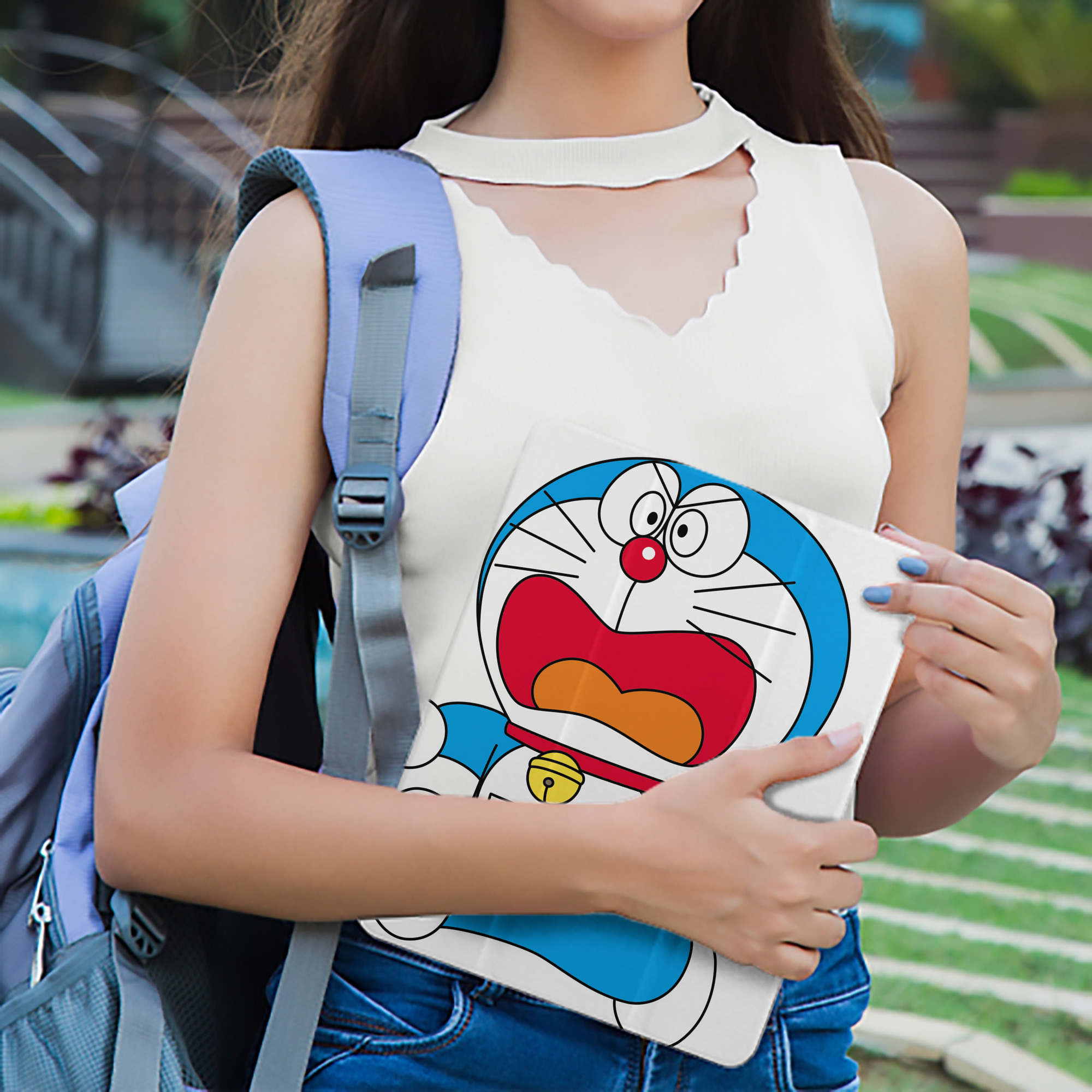 ドラえもん Doraemon IPad ケース ペン収納付き 三つ折りスタンド PUレザー×シリコン 対応機種9.5/10.5/10.9インチ