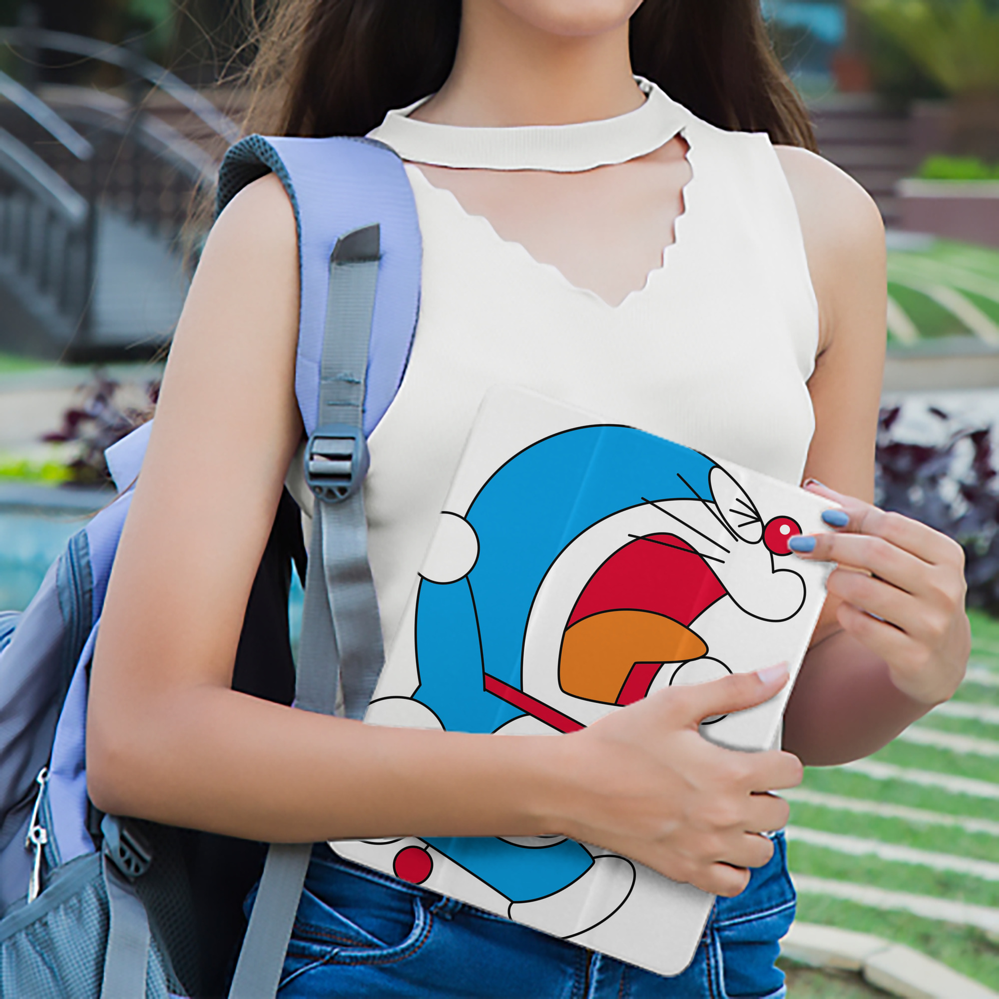 ドラえもん Doraemon IPad ケース ペン収納付き 三つ折りスタンド PUレザー×シリコン 対応機種9.5/10.5/10.9インチ