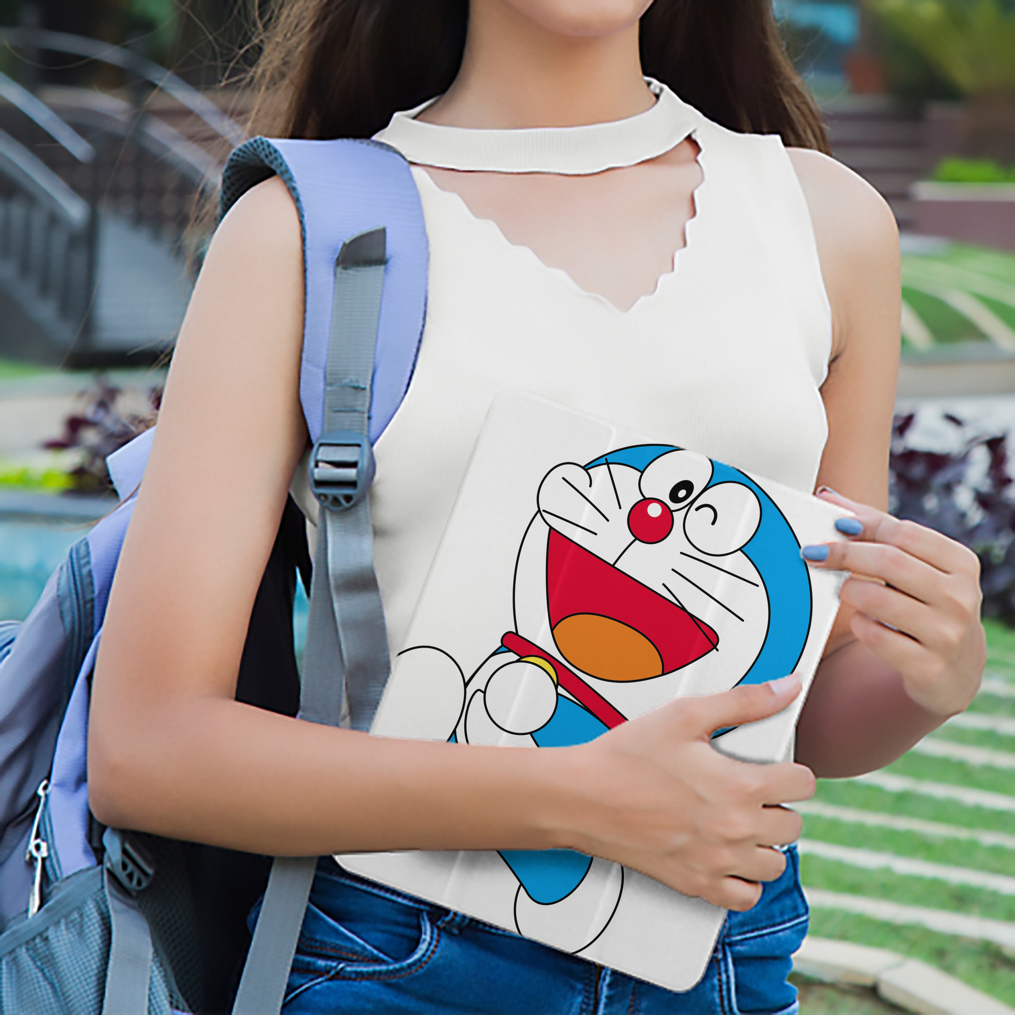 ドラえもん Doraemon IPad ケース ペン収納付き 三つ折りスタンド PUレザー×シリコン 対応機種9.5/10.5/10.9インチ