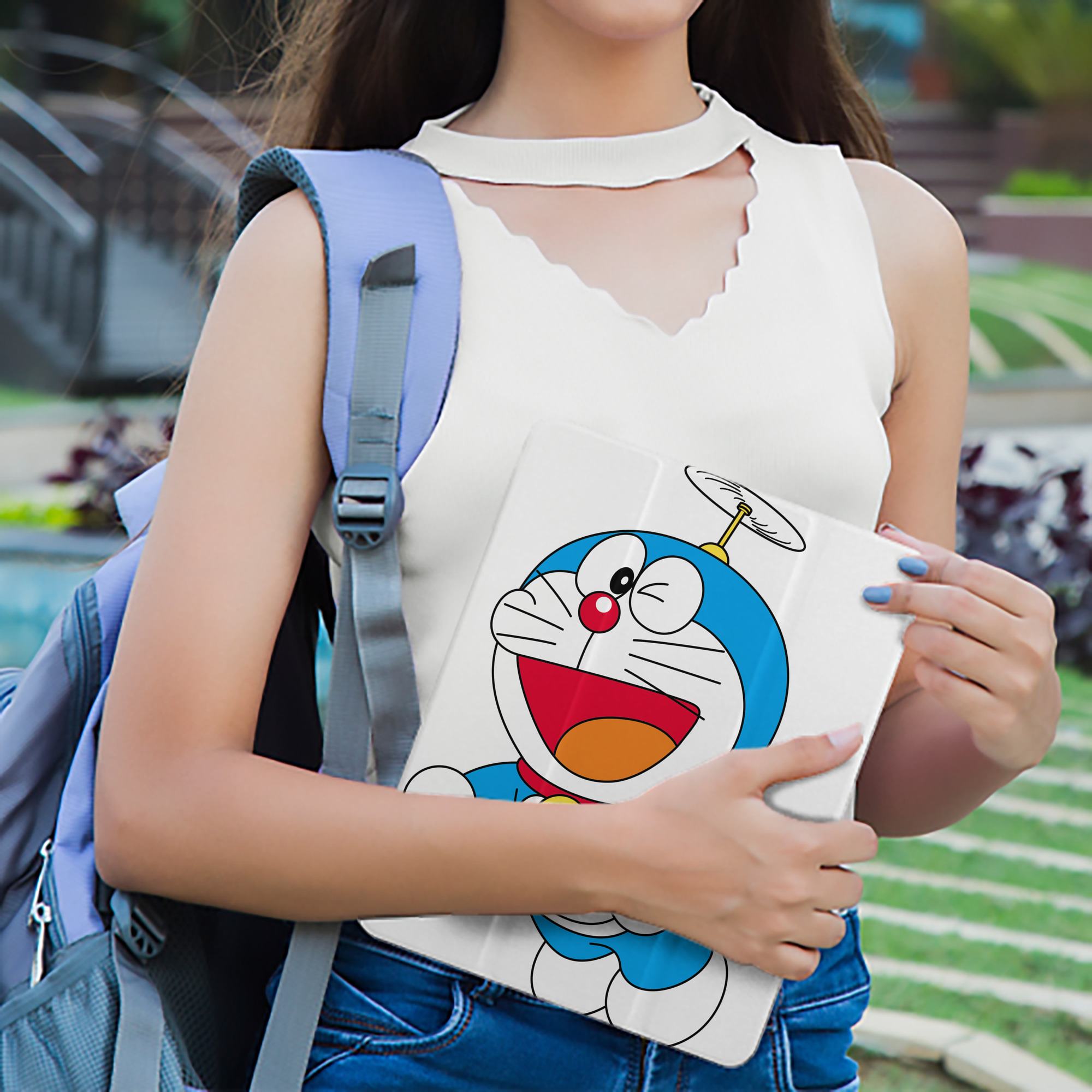 ドラえもん Doraemon IPad ケース ペン収納付き 三つ折りスタンド PUレザー×シリコン 対応機種9.5/10.5/10.9インチ