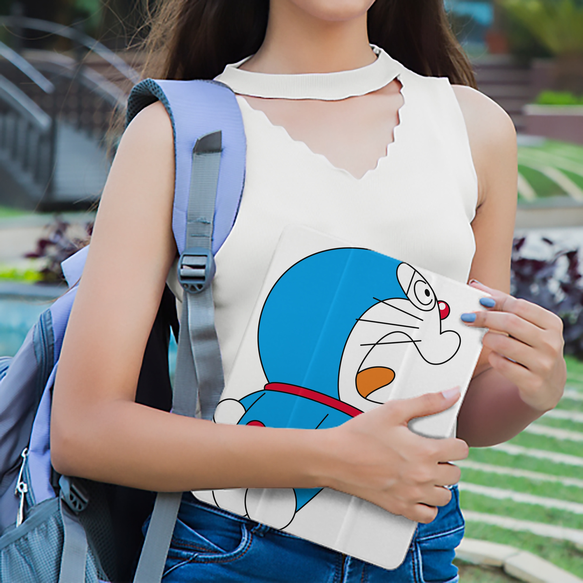 ドラえもん Doraemon IPad ケース ペン収納付き 三つ折りスタンド PUレザー×シリコン 対応機種9.5/10.5/10.9インチ