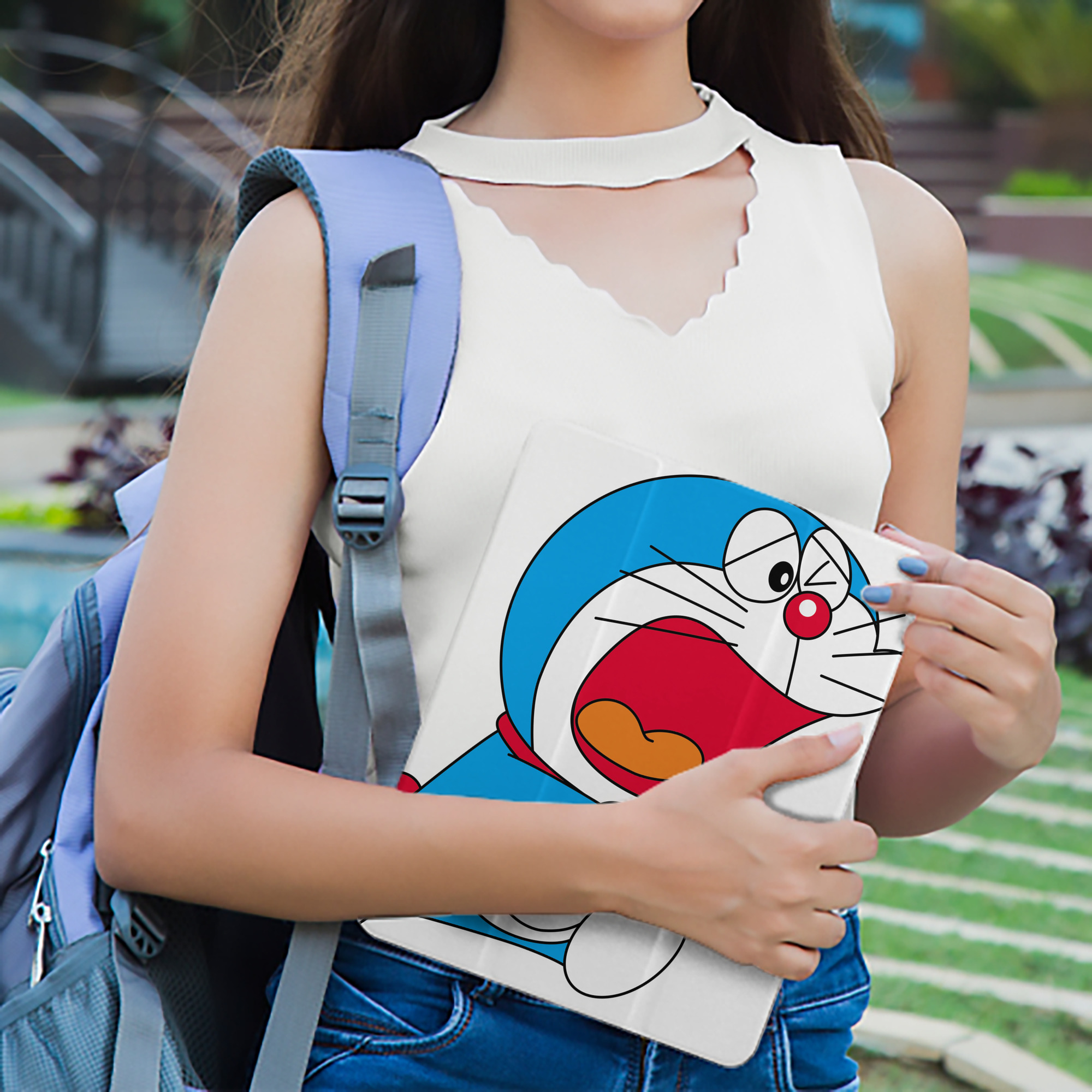 ドラえもん Doraemon IPad ケース ペン収納付き 三つ折りスタンド PUレザー×シリコン 対応機種9.5/10.5/10.9インチ