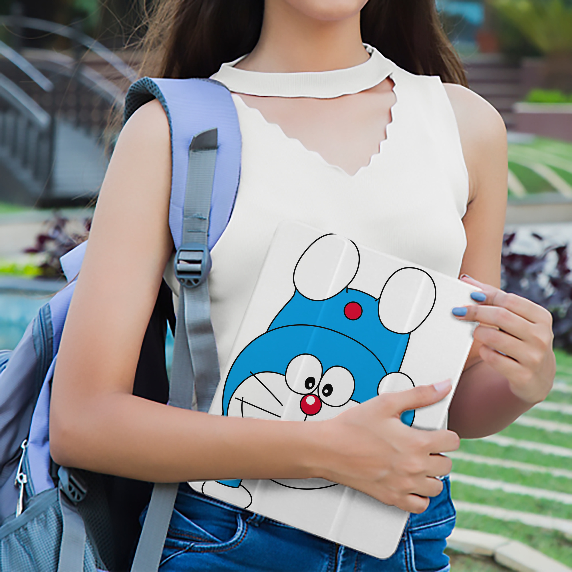 ドラえもん Doraemon IPad ケース ペン収納付き 三つ折りスタンド PUレザー×シリコン 対応機種9.5/10.5/10.9インチ