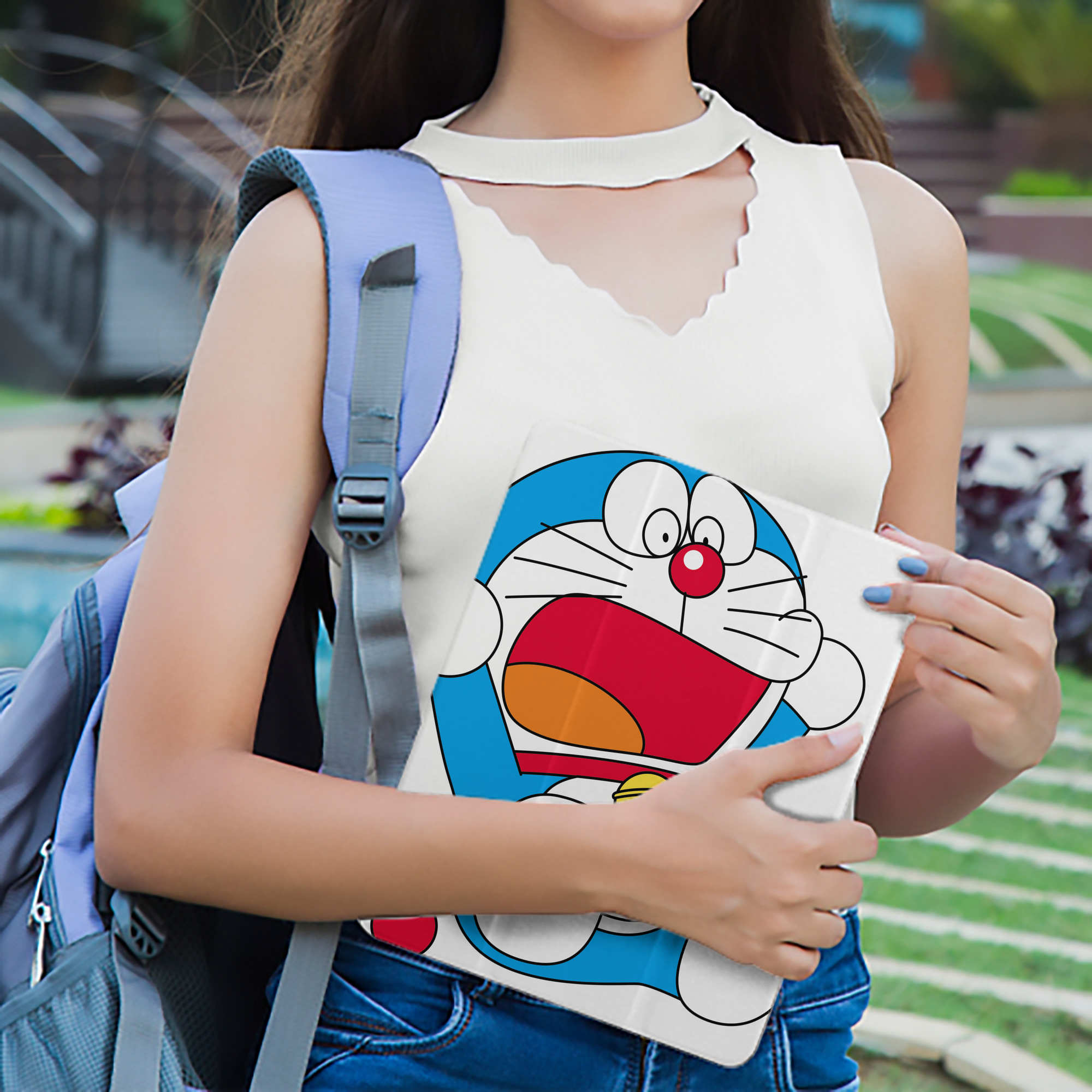 ドラえもん Doraemon IPad ケース ペン収納付き 三つ折りスタンド PUレザー×シリコン 対応機種9.5/10.5/10.9インチ