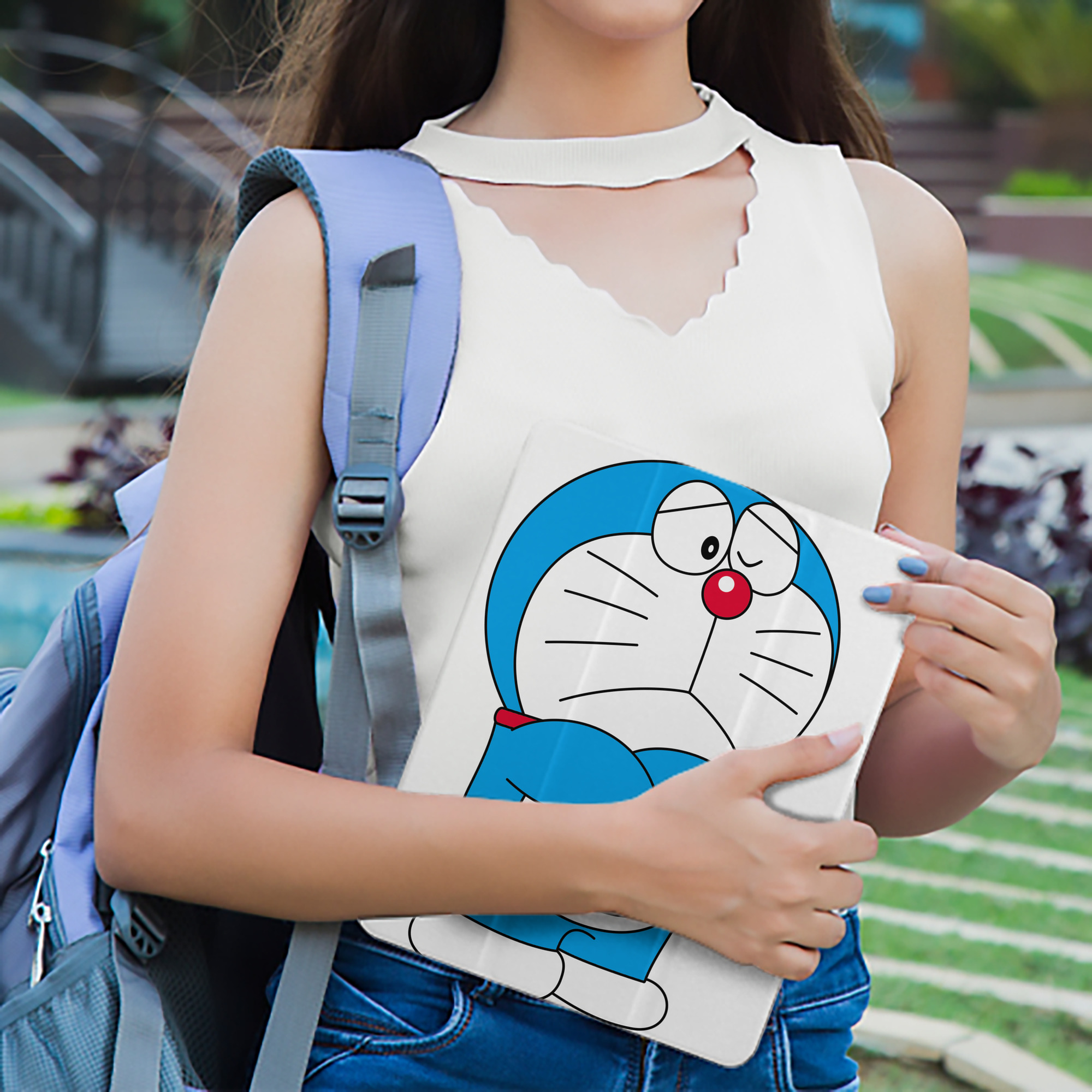 ドラえもん Doraemon IPad ケース ペン収納付き 三つ折りスタンド PUレザー×シリコン 対応機種9.5/10.5/10.9インチ