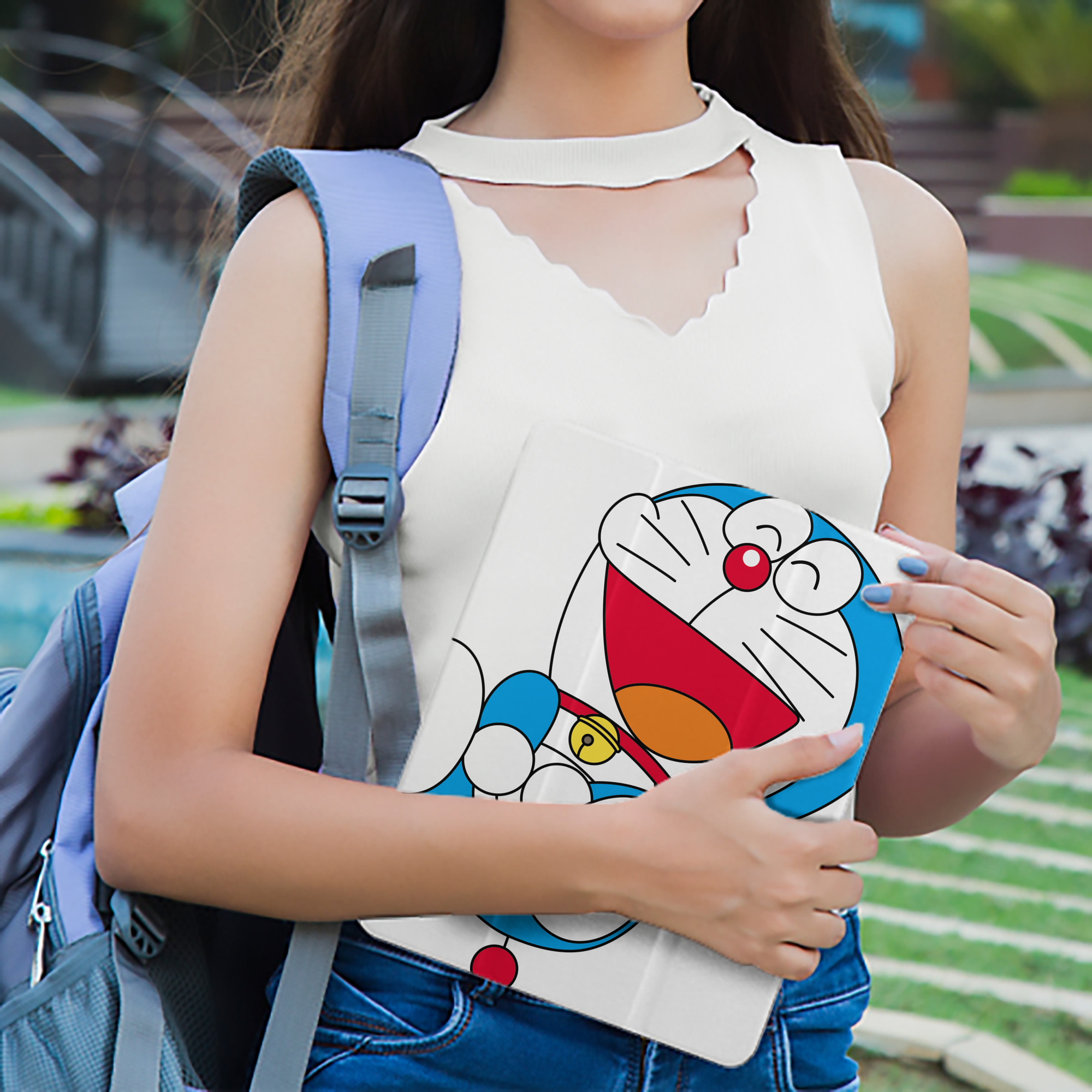 ドラえもん Doraemon IPad ケース ペン収納付き 三つ折りスタンド PUレザー×シリコン 対応機種9.5/10.5/10.9インチ