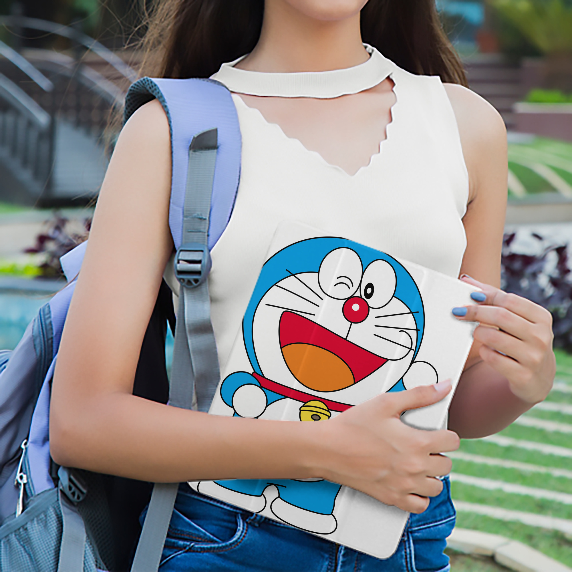 ドラえもん Doraemon IPad ケース ペン収納付き 三つ折りスタンド PUレザー×シリコン 対応機種9.5/10.5/10.9インチ
