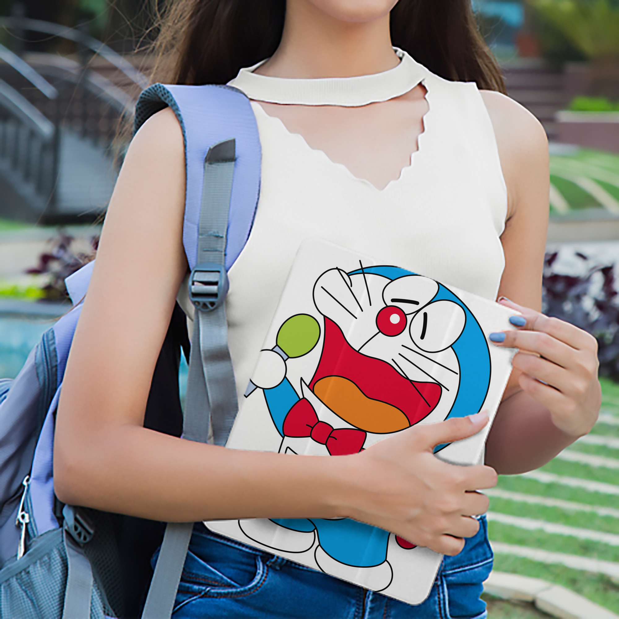ドラえもん Doraemon IPad ケース ペン収納付き 三つ折りスタンド PUレザー×シリコン 対応機種9.5/10.5/10.9インチ