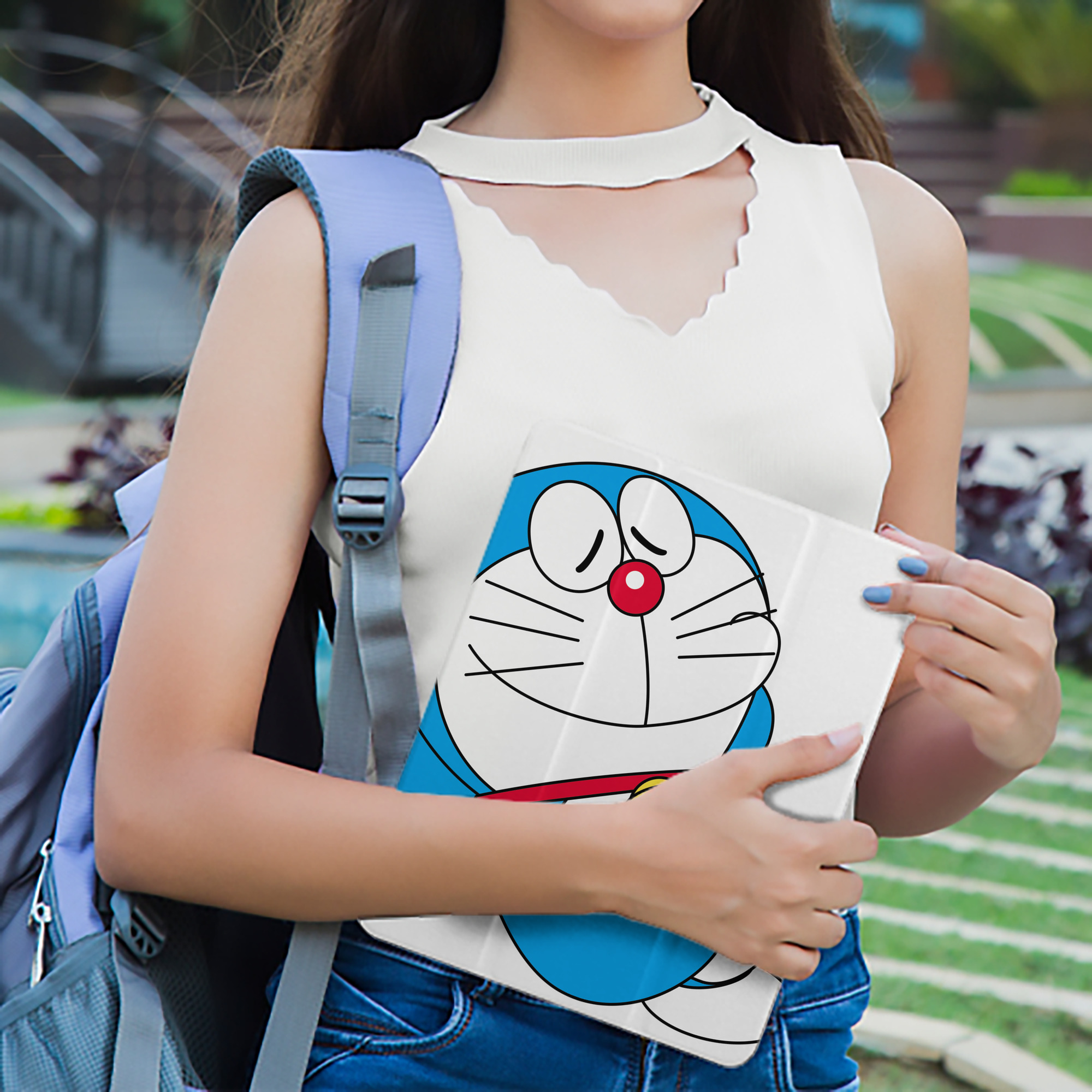 ドラえもん Doraemon IPad ケース ペン収納付き 三つ折りスタンド PUレザー×シリコン 対応機種9.5/10.5/10.9インチ