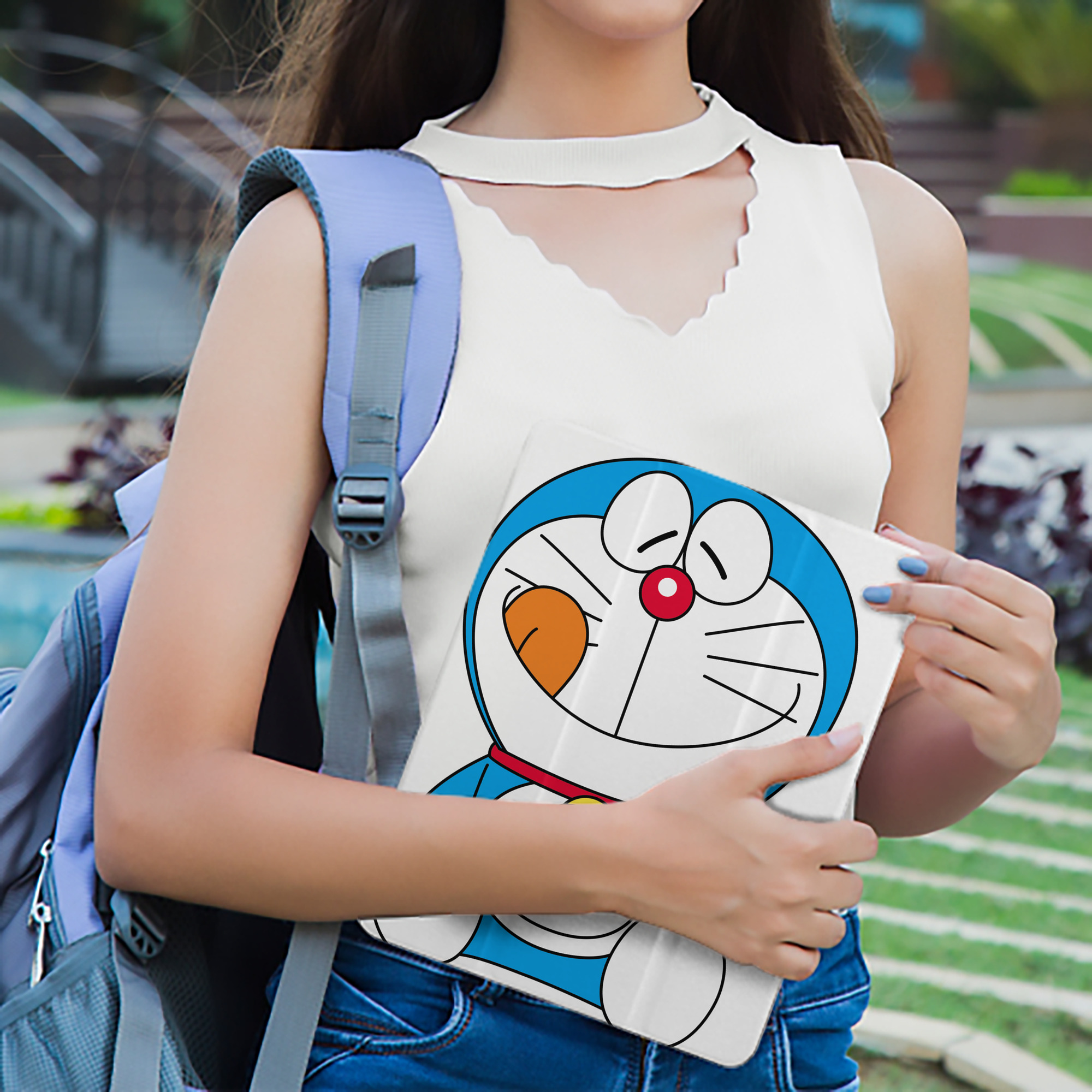 ドラえもん Doraemon IPad ケース ペン収納付き 三つ折りスタンド PUレザー×シリコン 対応機種9.5/10.5/10.9インチ