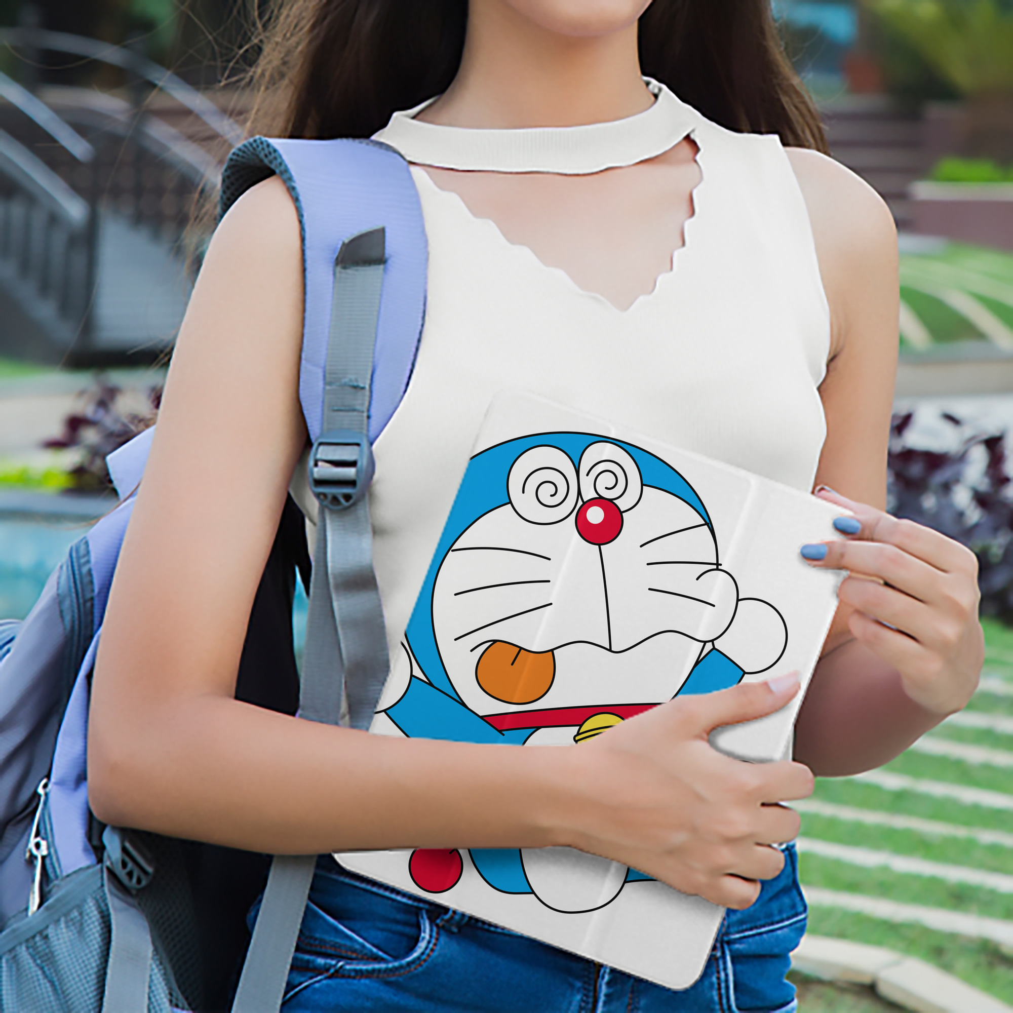 ドラえもん Doraemon IPad ケース ペン収納付き 三つ折りスタンド PUレザー×シリコン 対応機種9.5/10.5/10.9インチ