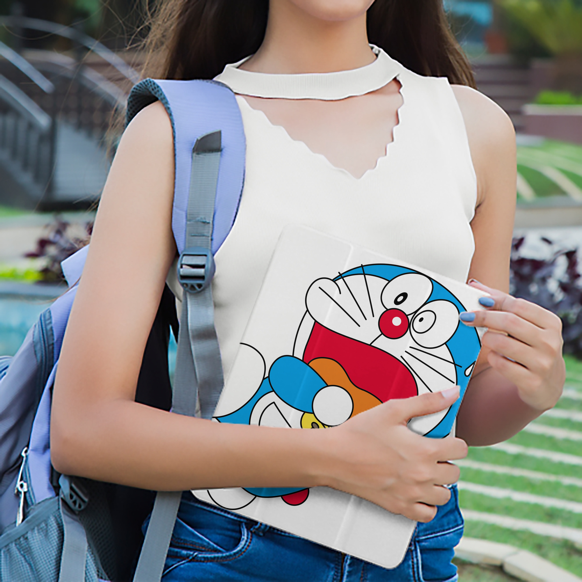 ドラえもん Doraemon IPad ケース ペン収納付き 三つ折りスタンド PUレザー×シリコン 対応機種9.5/10.5/10.9インチ