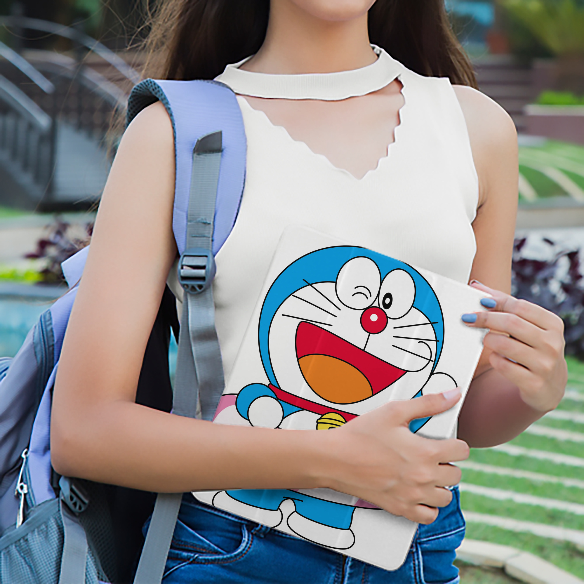 ドラえもん Doraemon IPad ケース ペン収納付き 三つ折りスタンド PUレザー×シリコン 対応機種9.5/10.5/10.9インチ