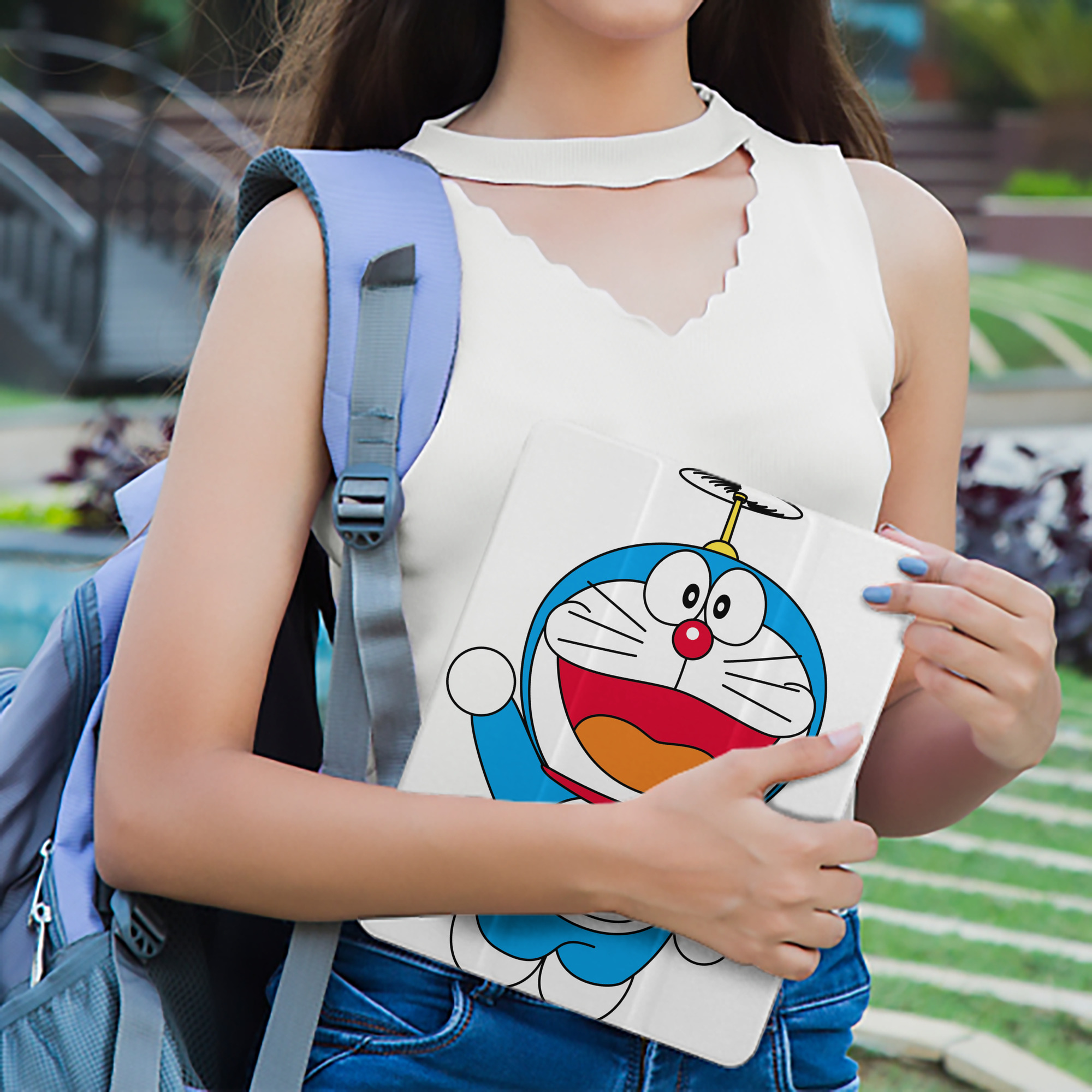 ドラえもん Doraemon IPad ケース ペン収納付き 三つ折りスタンド PUレザー×シリコン 対応機種9.5/10.5/10.9インチ