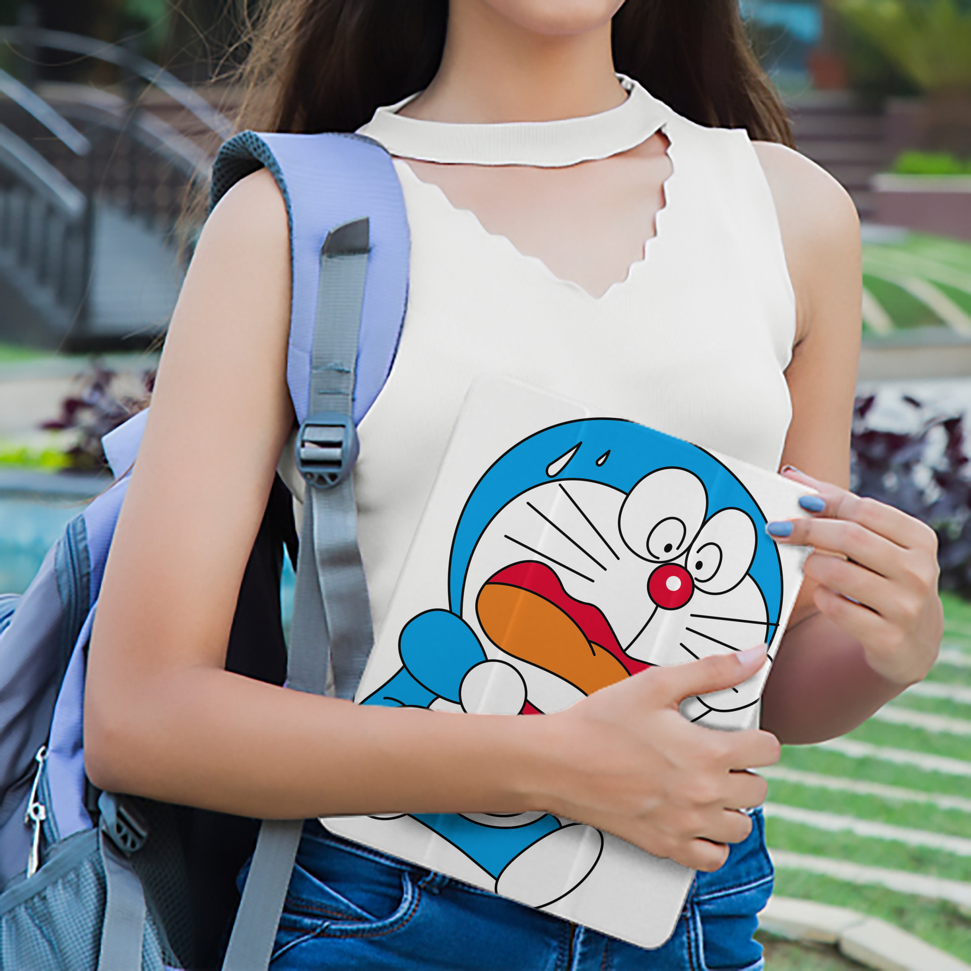 ドラえもん Doraemon IPad ケース ペン収納付き 三つ折りスタンド PUレザー×シリコン 対応機種9.5/10.5/10.9インチ