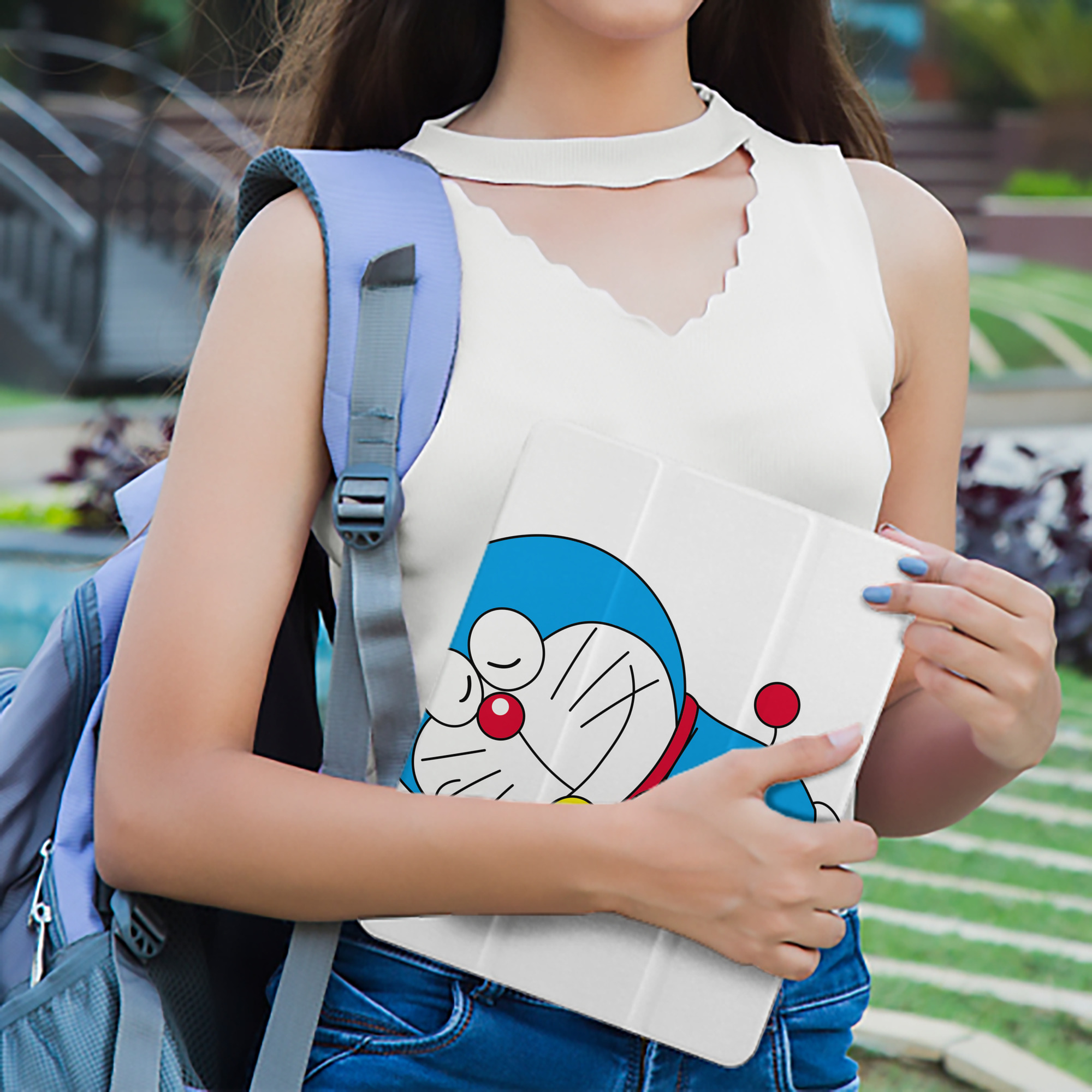 ドラえもん Doraemon IPad ケース ペン収納付き 三つ折りスタンド PUレザー×シリコン 対応機種9.5/10.5/10.9インチ
