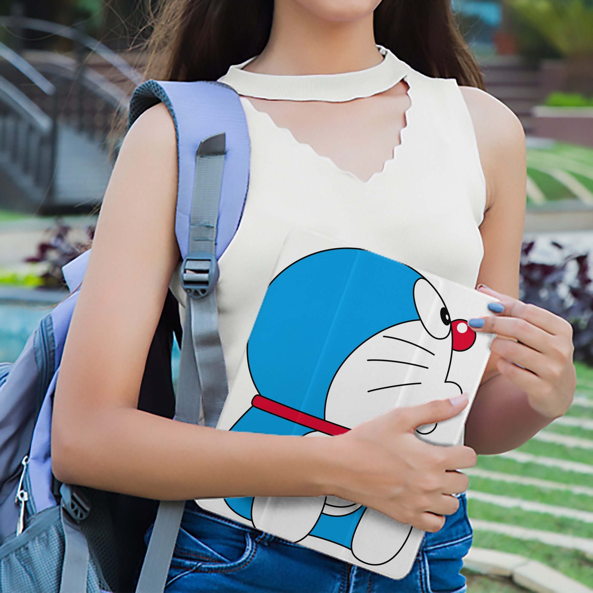ドラえもん Doraemon IPad ケース ペン収納付き 三つ折りスタンド PUレザー×シリコン 対応機種9.5/10.5/10.9インチ