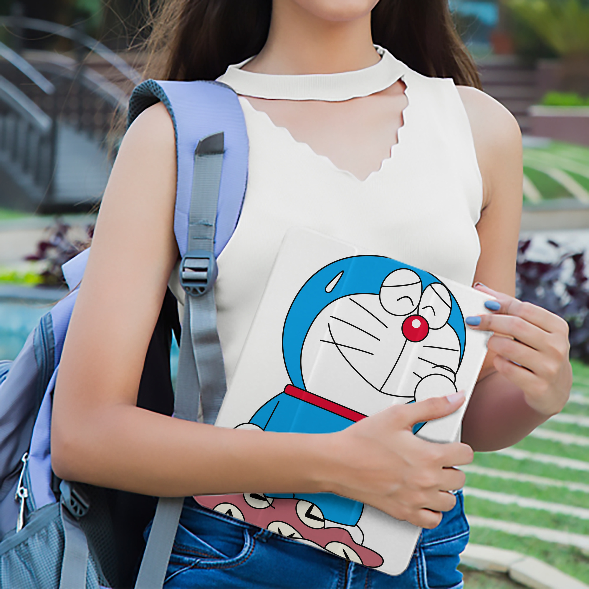 ドラえもん Doraemon IPad ケース ペン収納付き 三つ折りスタンド PUレザー×シリコン 対応機種9.5/10.5/10.9インチ