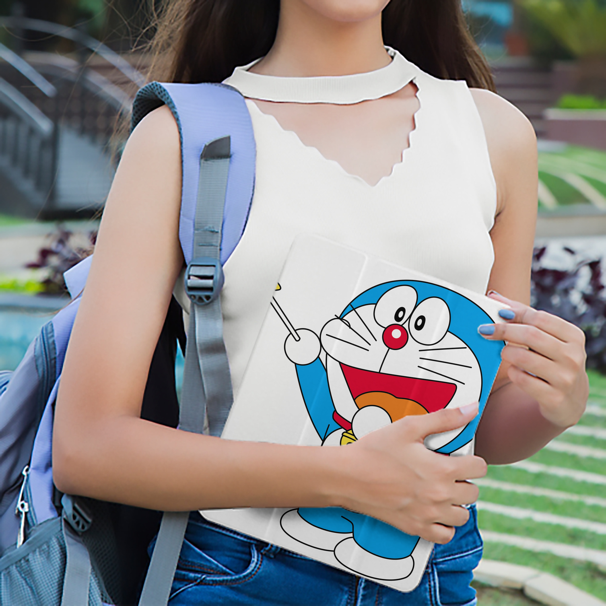 ドラえもん Doraemon IPad ケース ペン収納付き 三つ折りスタンド PUレザー×シリコン 対応機種9.5/10.5/10.9インチ