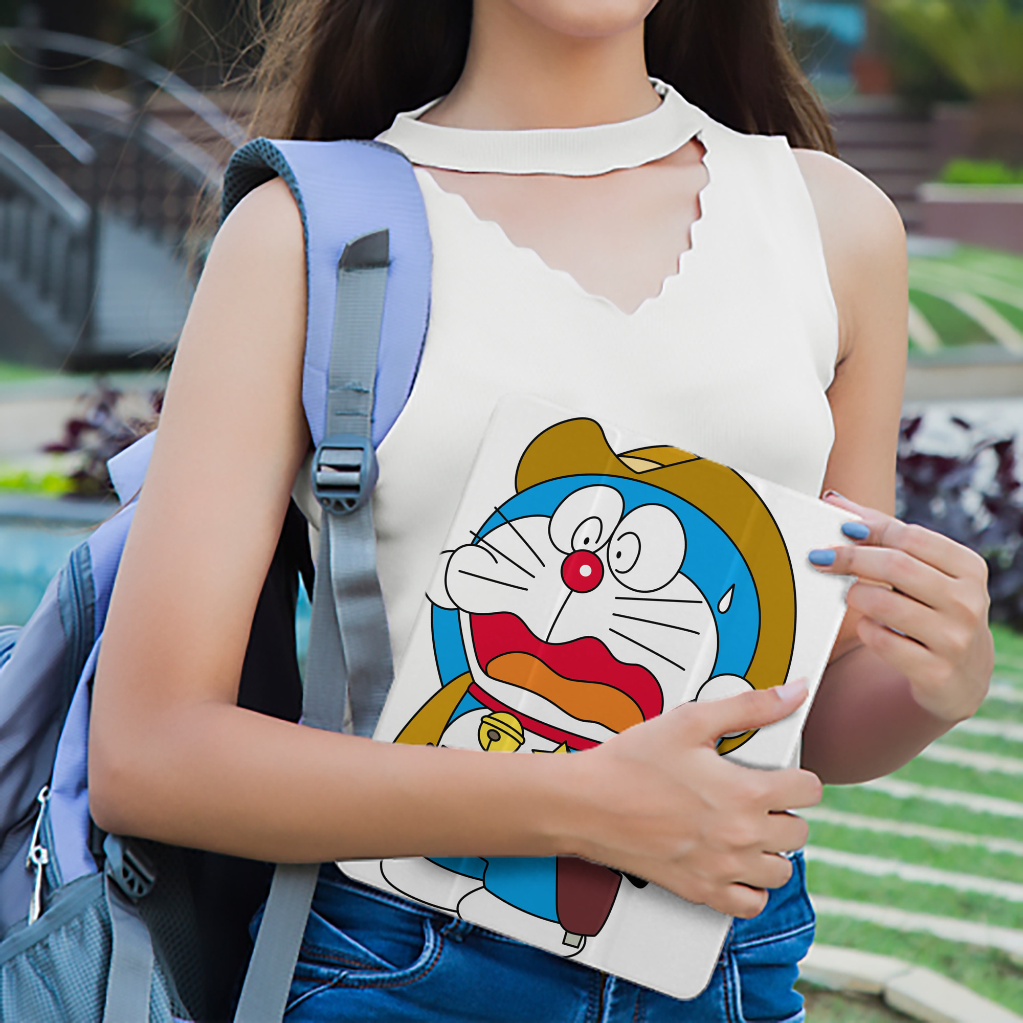 ドラえもん Doraemon IPad ケース ペン収納付き 三つ折りスタンド PUレザー×シリコン 対応機種9.5/10.5/10.9インチ