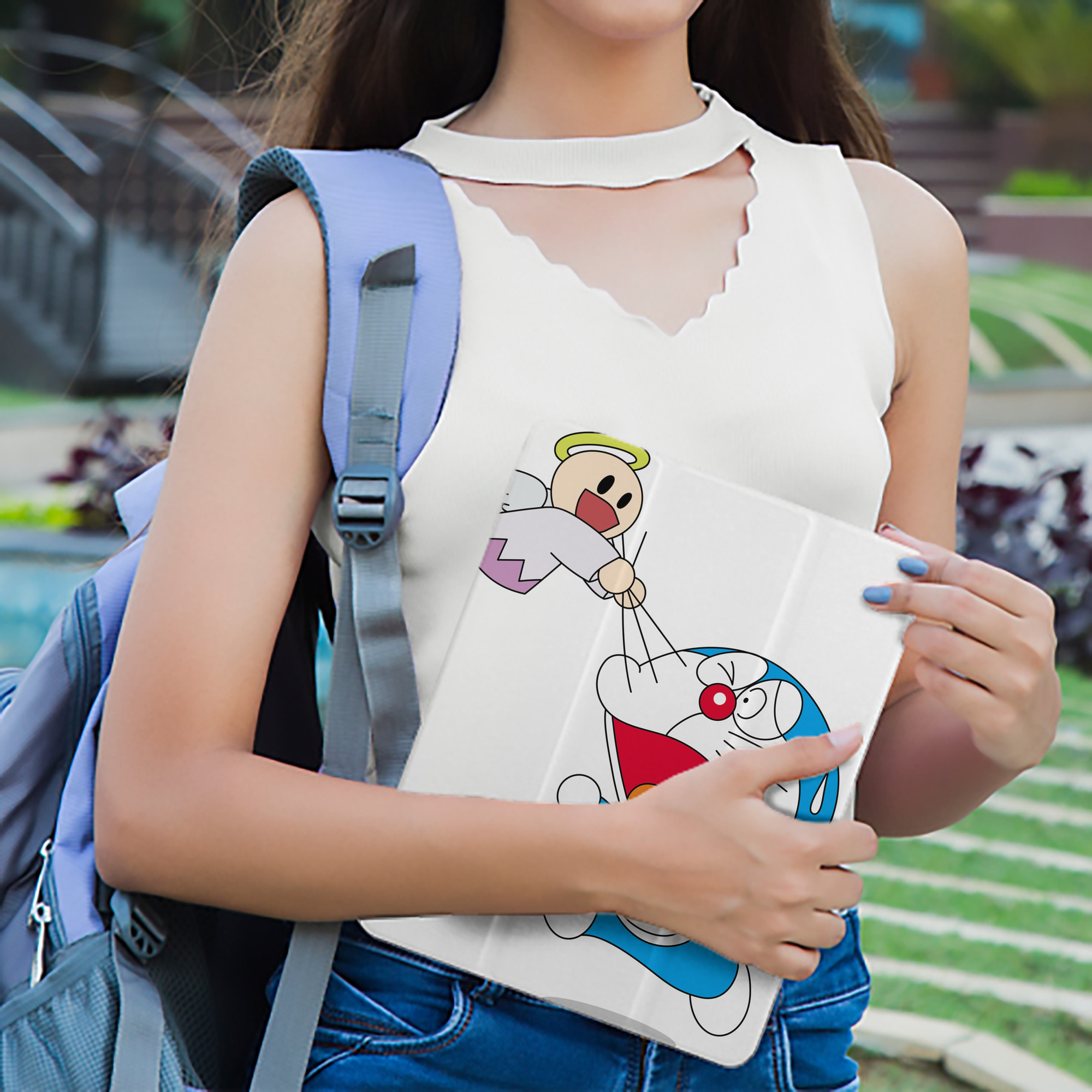 ドラえもん Doraemon IPad ケース ペン収納付き 三つ折りスタンド PUレザー×シリコン 対応機種9.5/10.5/10.9インチ